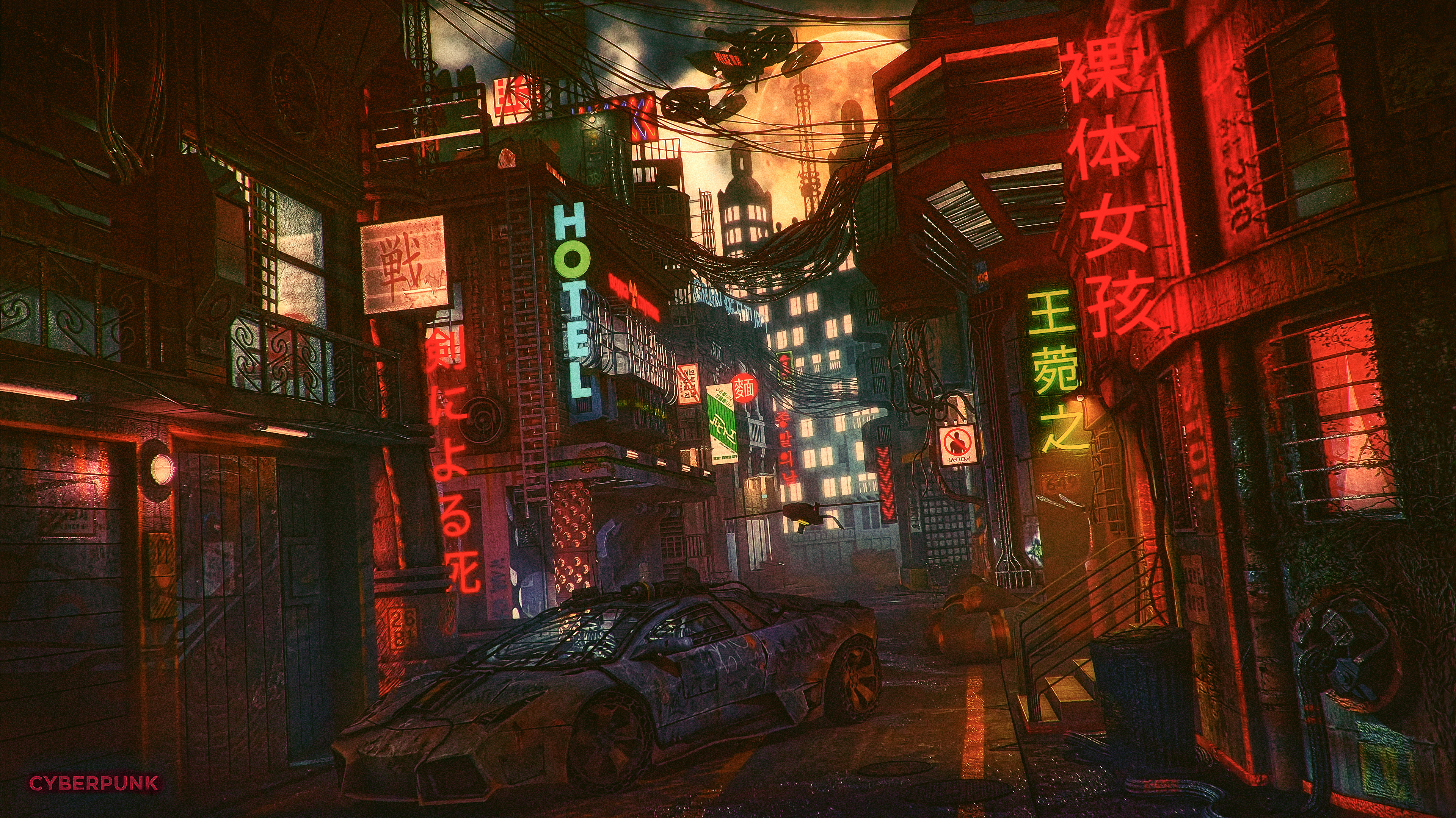 Futuristic Cyberpunk City at Night HD Wallpaper