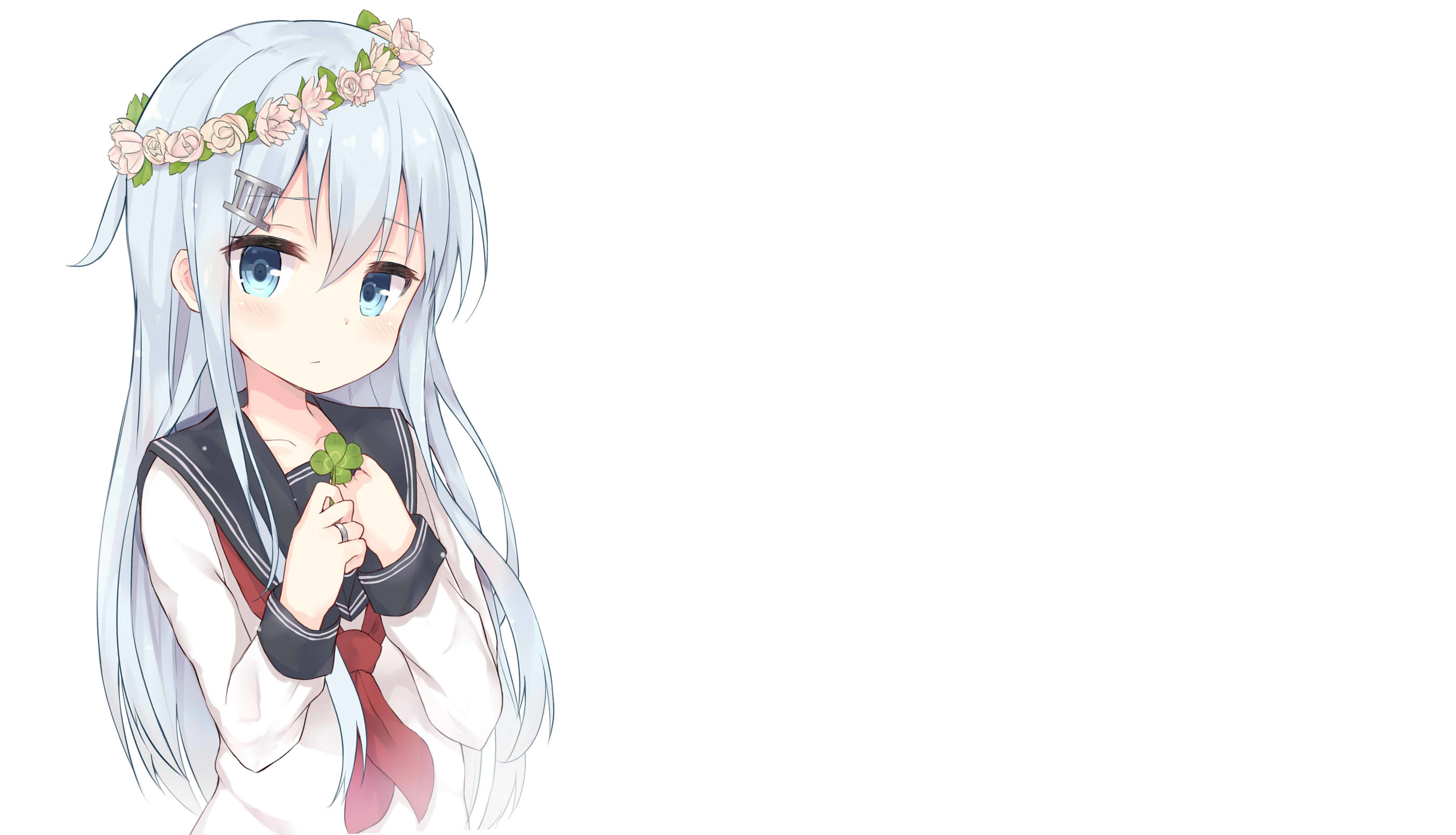 Hibiki from Kantai Collection with a flower crown HD Wallpaper