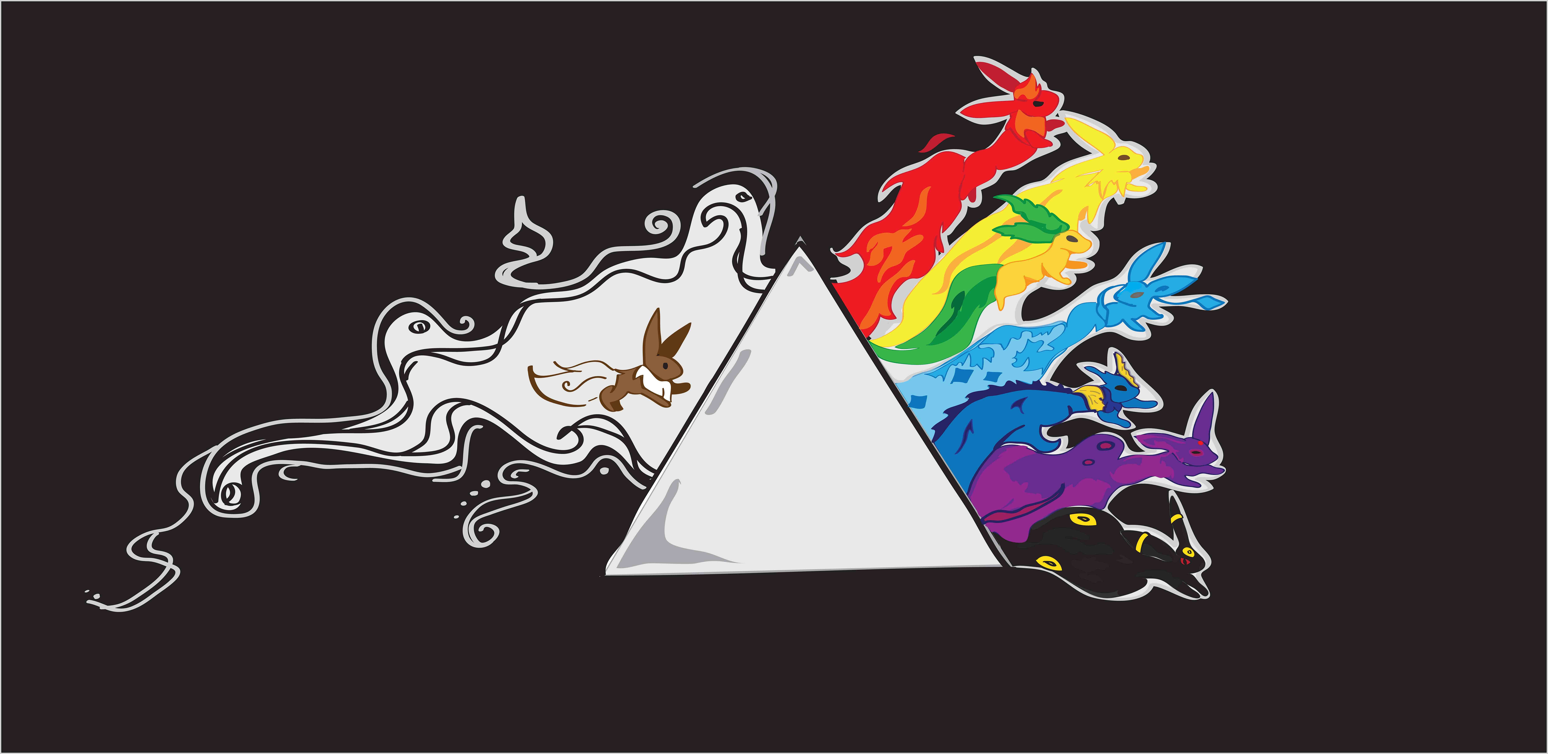 Eeveelutions and Pink Floyd Prism HD Wallpaper
