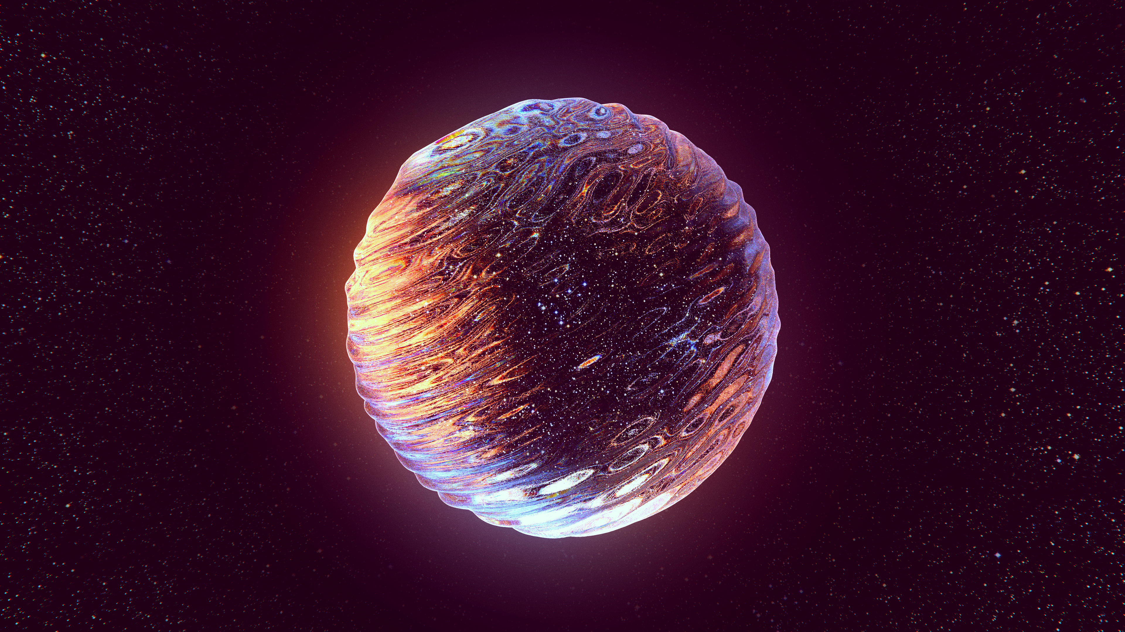 Abstract planet with swirling colors in space HD Wallpaper