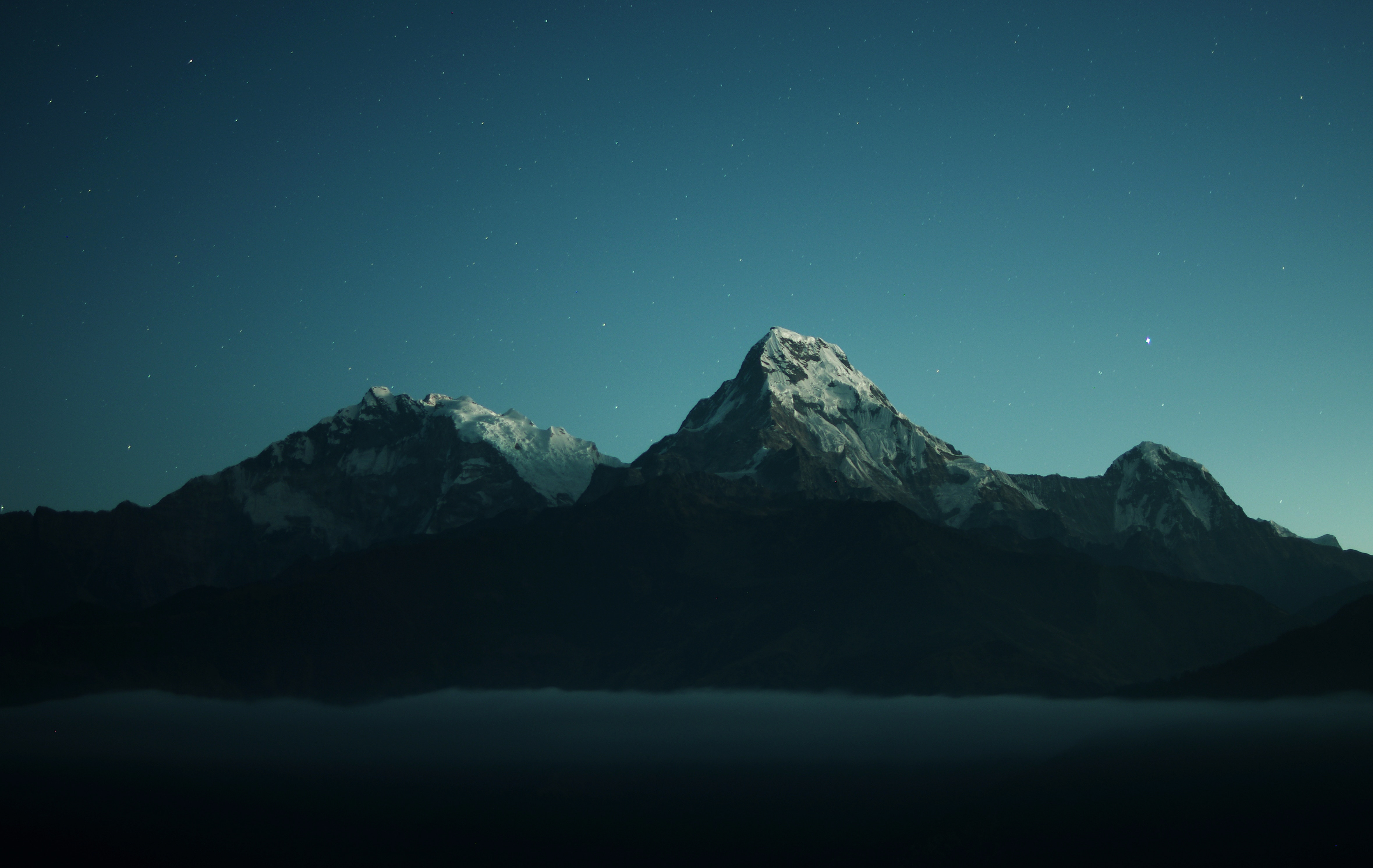 Mountains at Night with Stars, Poon Hill, Nepal HD Wallpaper