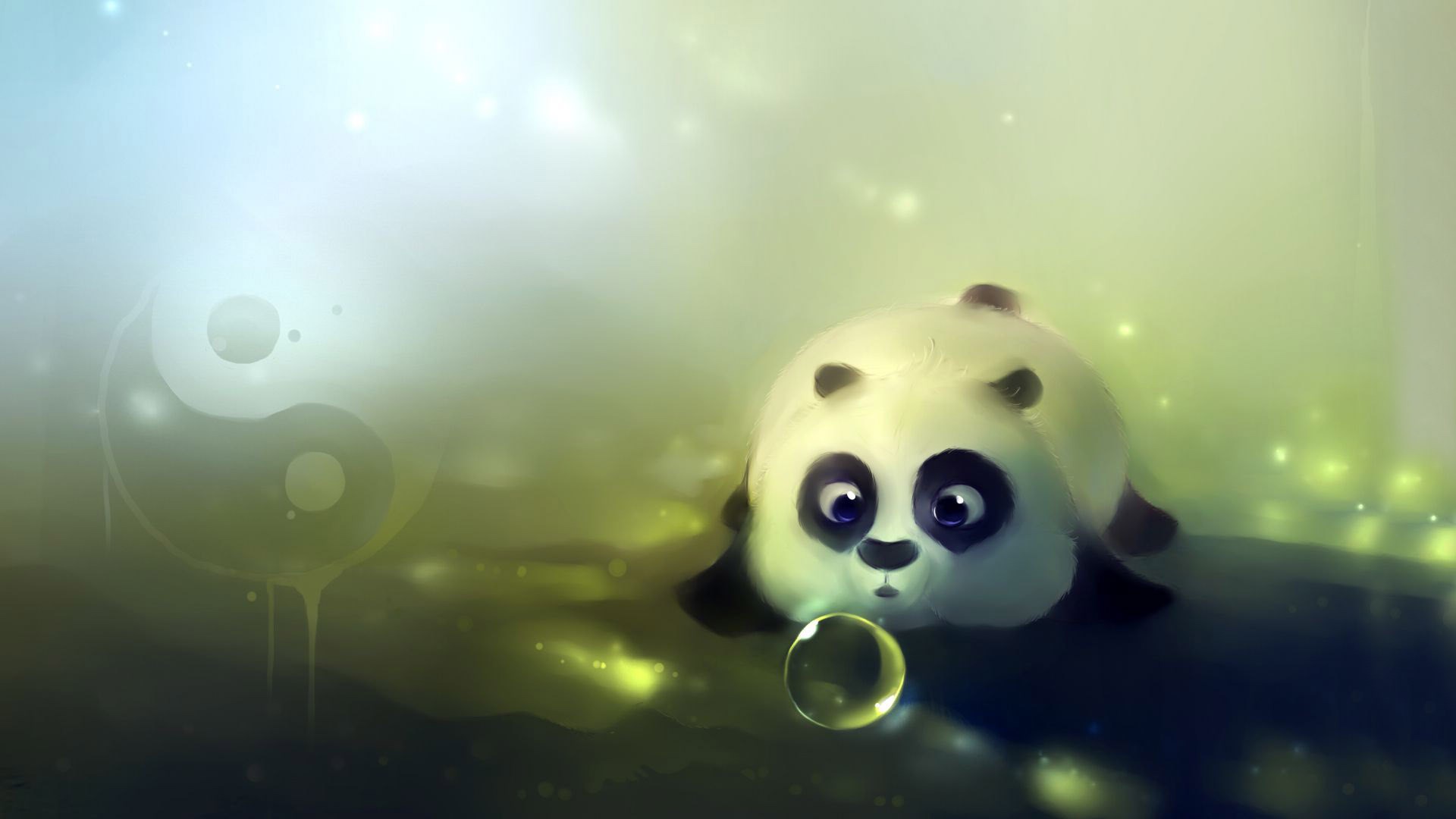 Cute panda with yin yang symbol HD Wallpaper
