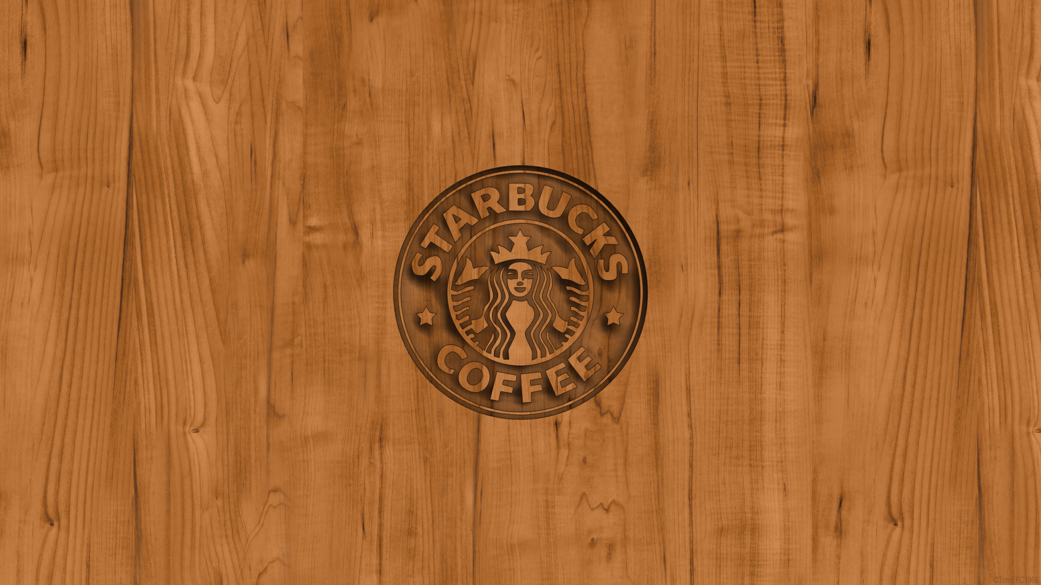 Starbucks logo on wood texture HD Wallpaper
