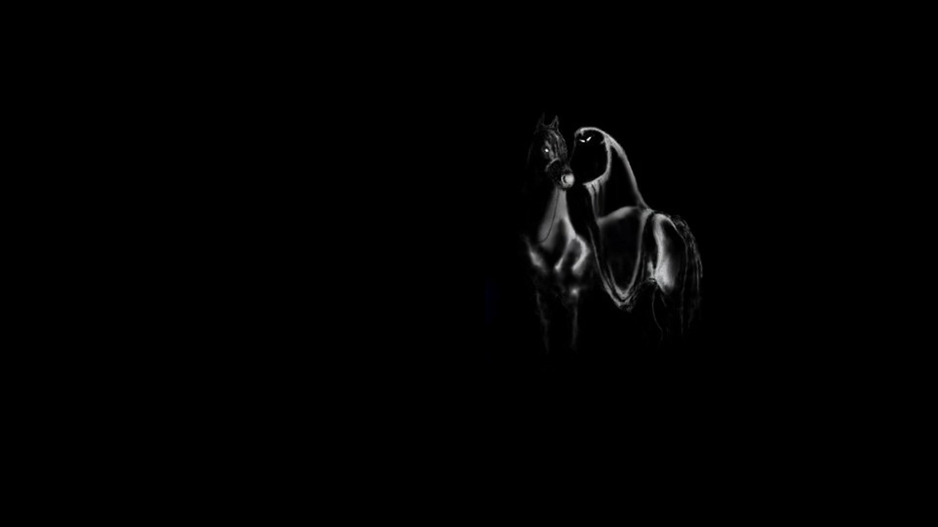 Horse with a rider in the dark HD Wallpaper