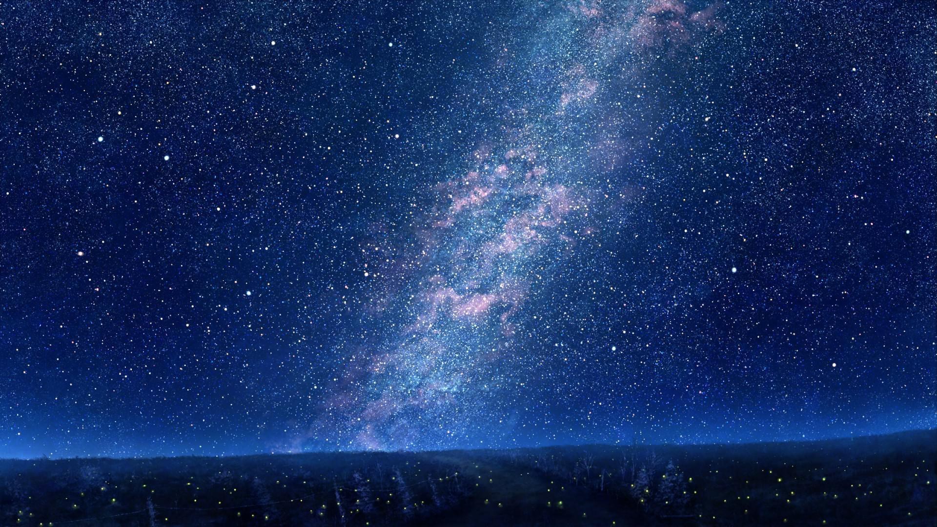 Night sky with Milky Way over landscape HD Wallpaper