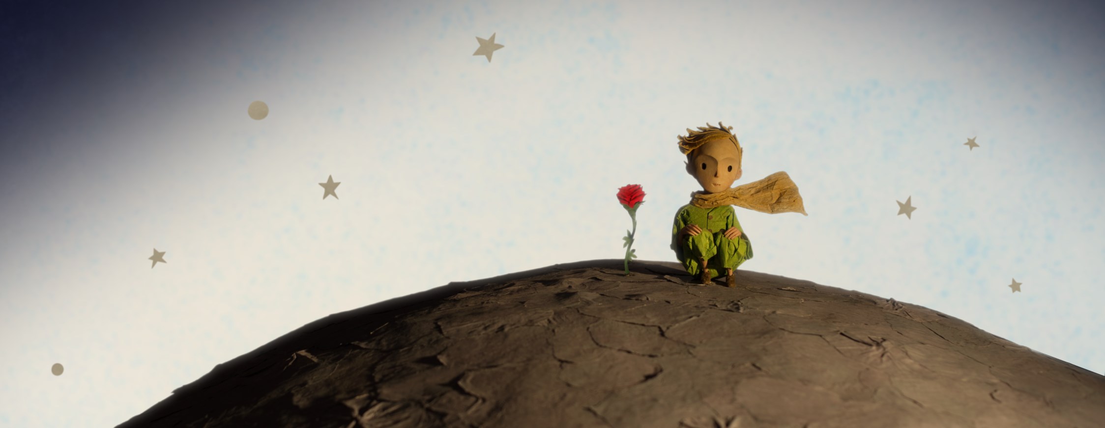 The Little Prince with a rose on a planet HD Wallpaper
