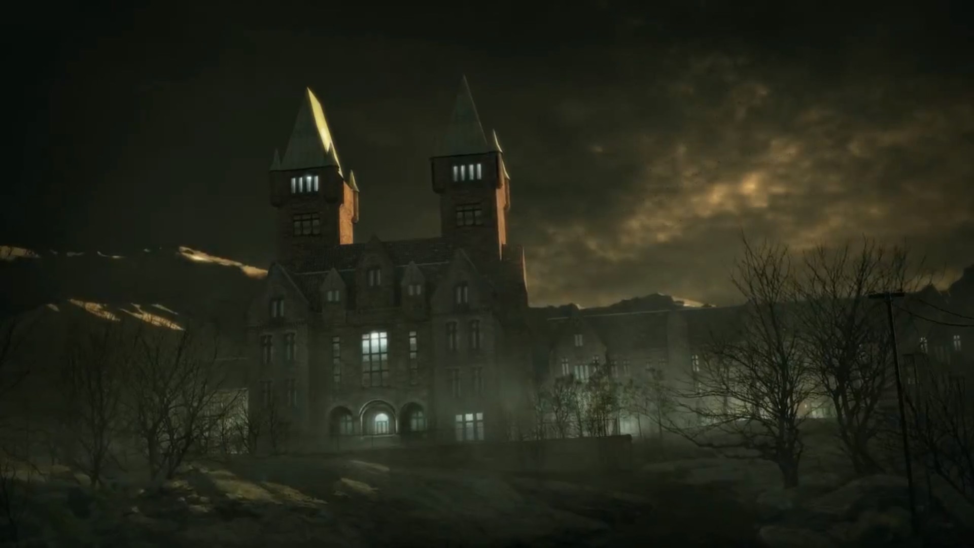 Outlast Asylum building at night HD Wallpaper