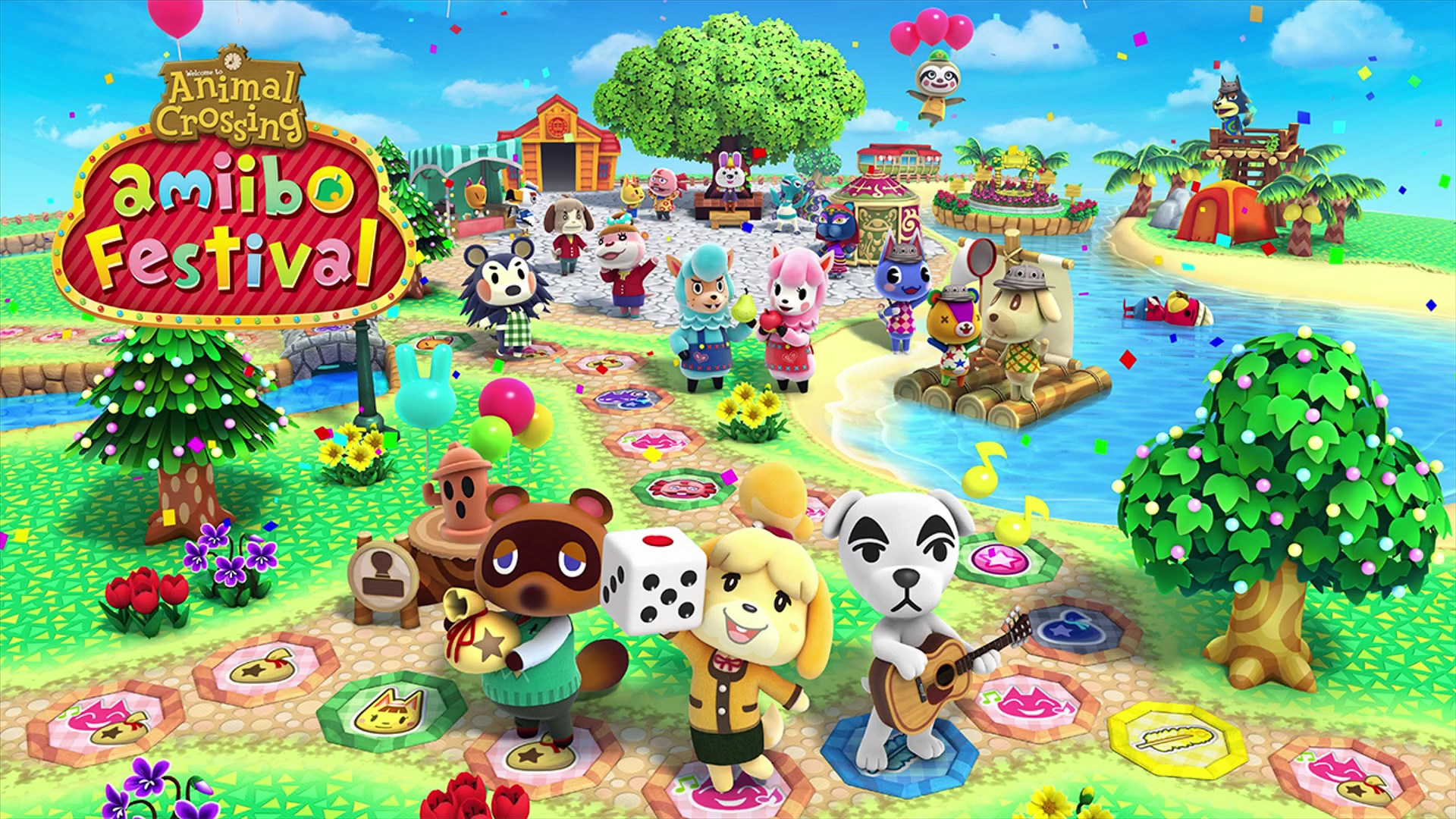 Animal Crossing Amiibo Festival characters on a board game path HD Wallpaper