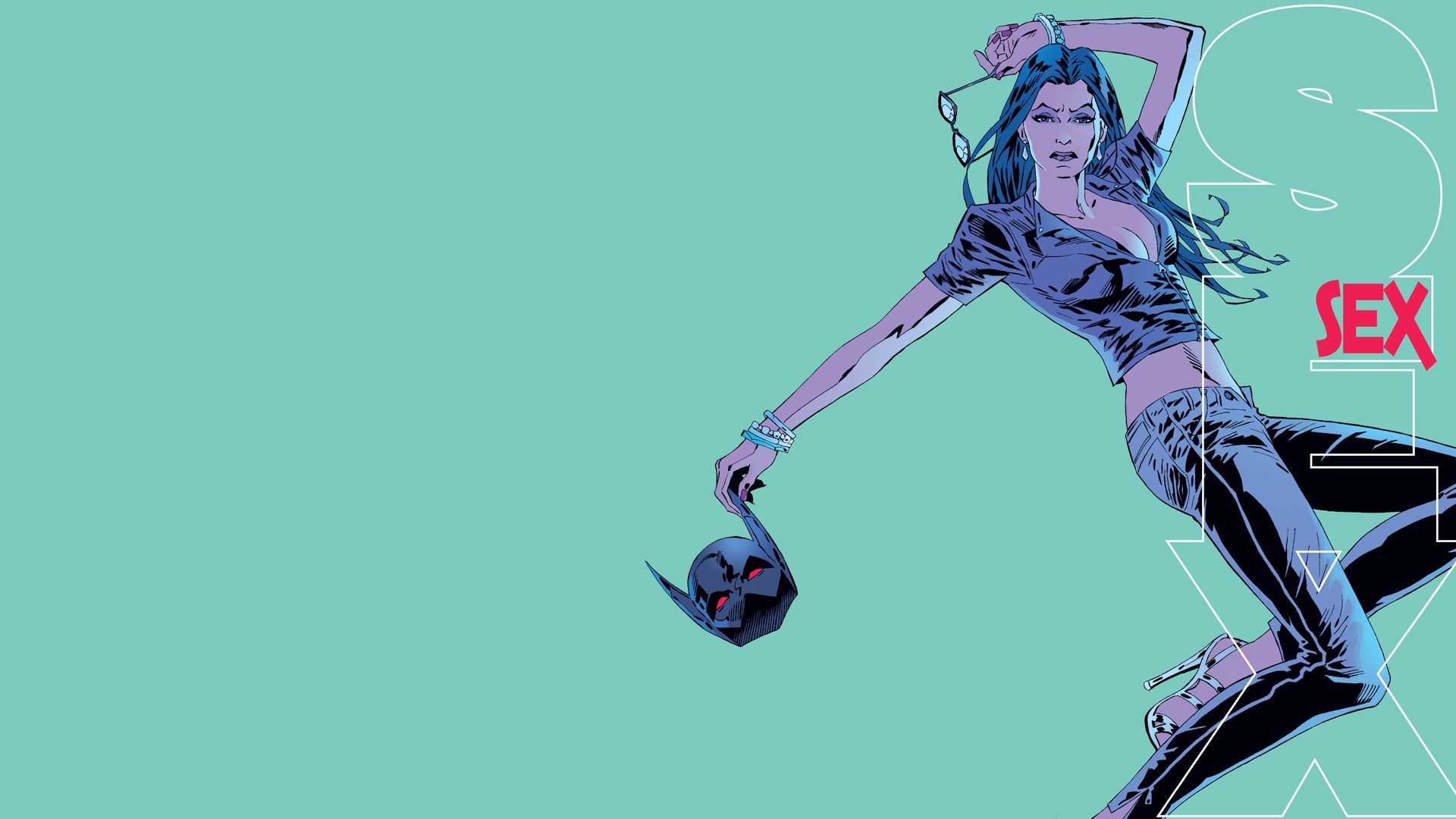 Woman holding a mask and glasses HD Wallpaper