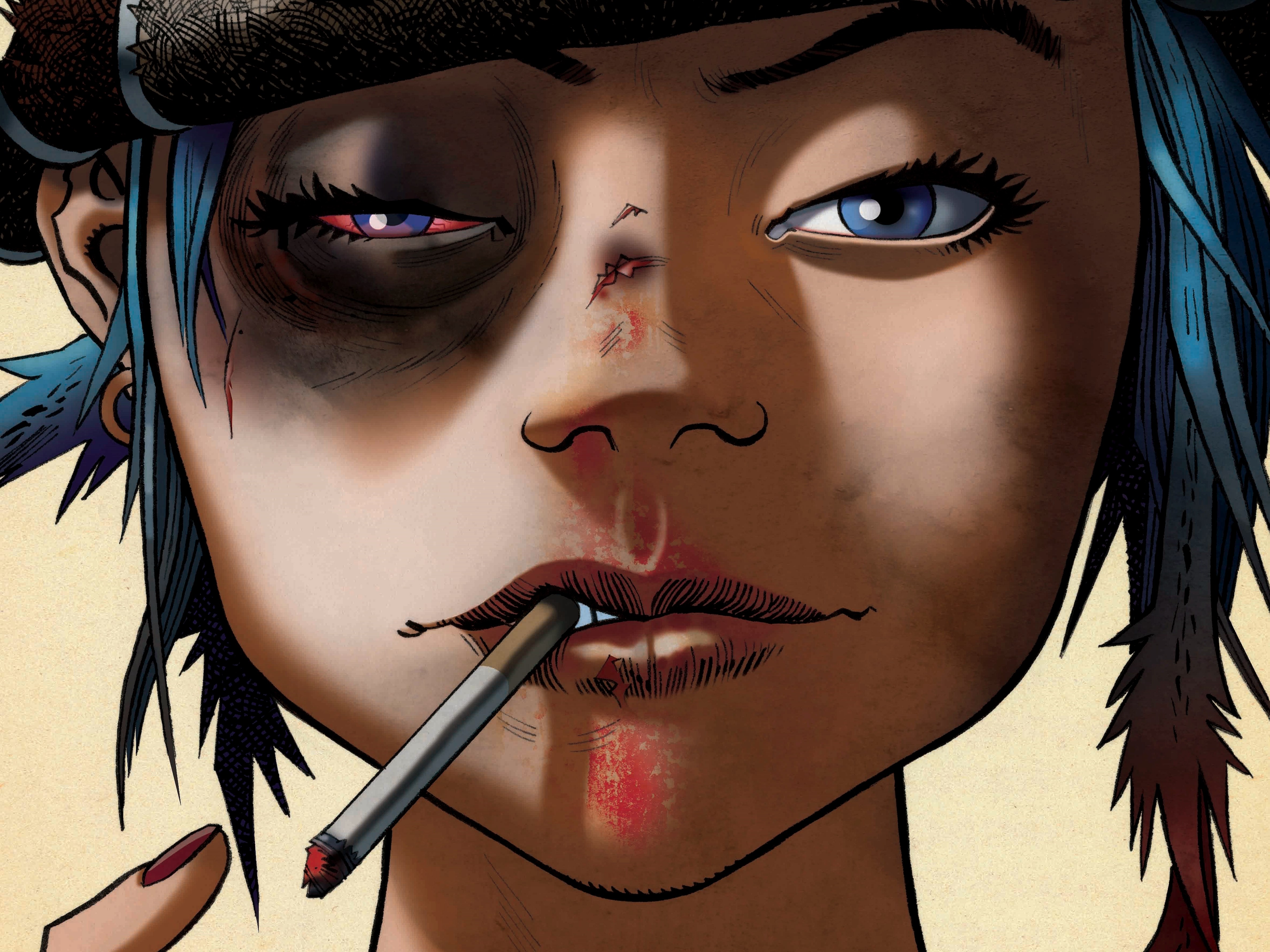 Tank Girl smoking a cigarette HD Wallpaper