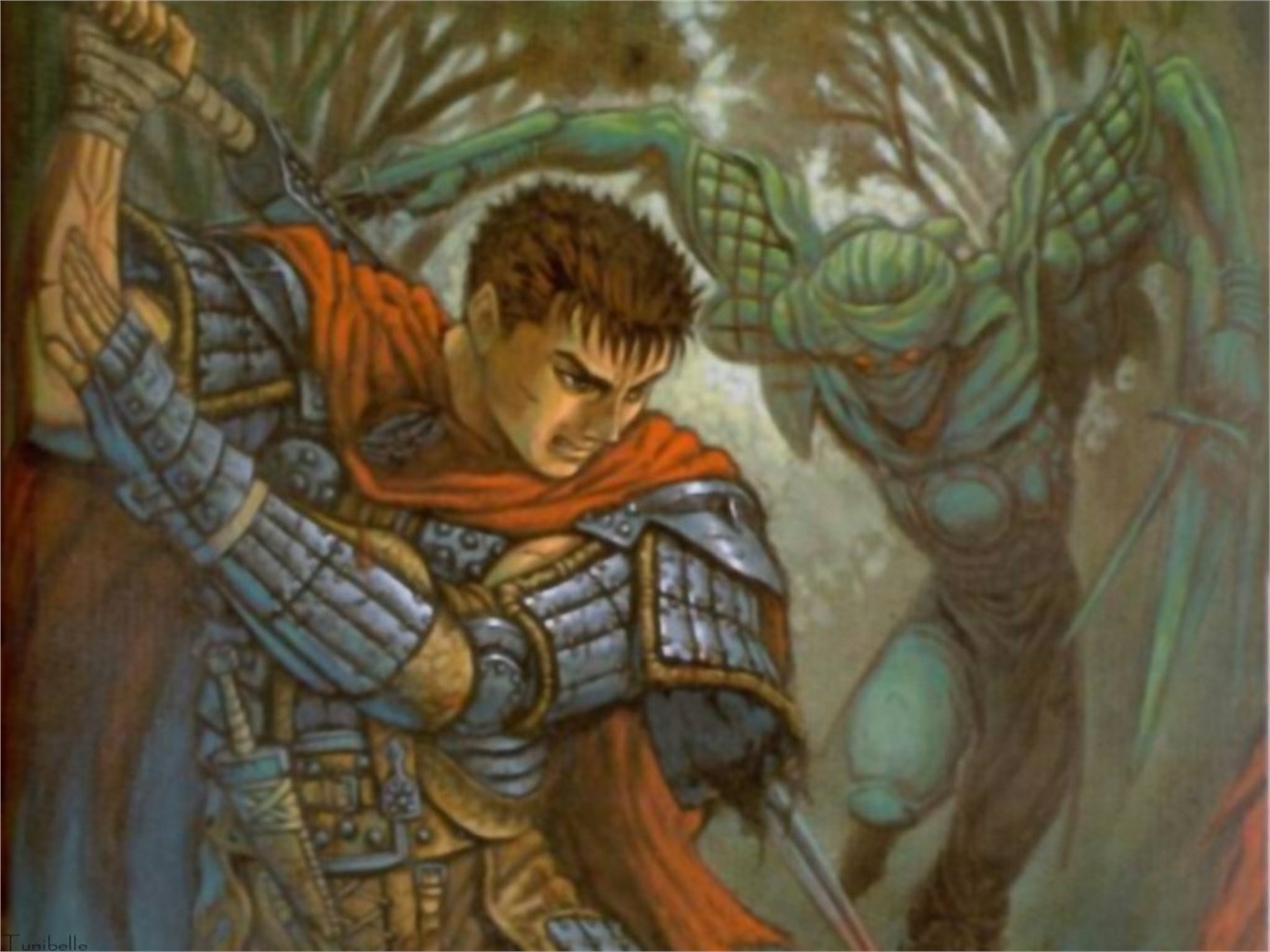 Guts from Berserk fighting a demon HD Wallpaper