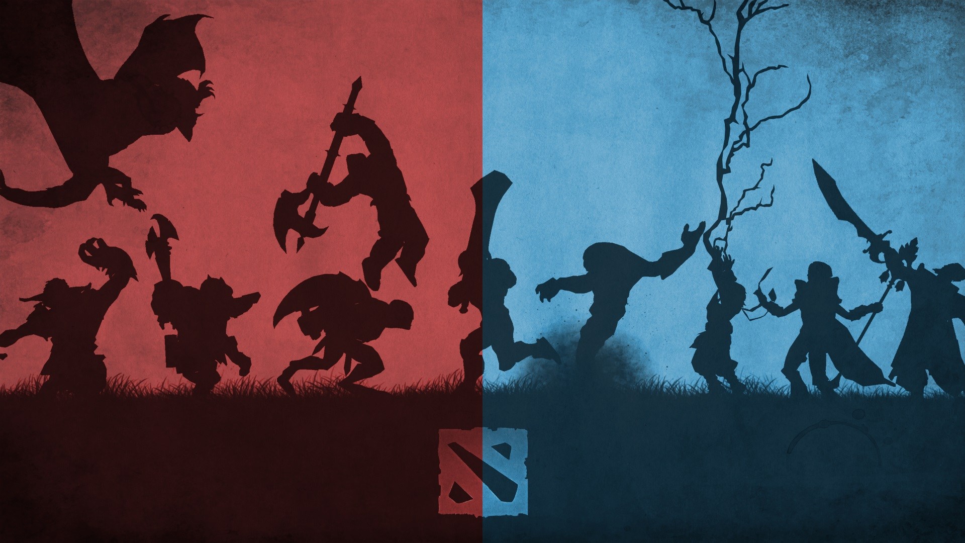 Dota 2 Radiant vs Dire silhouettes HD Wallpaper