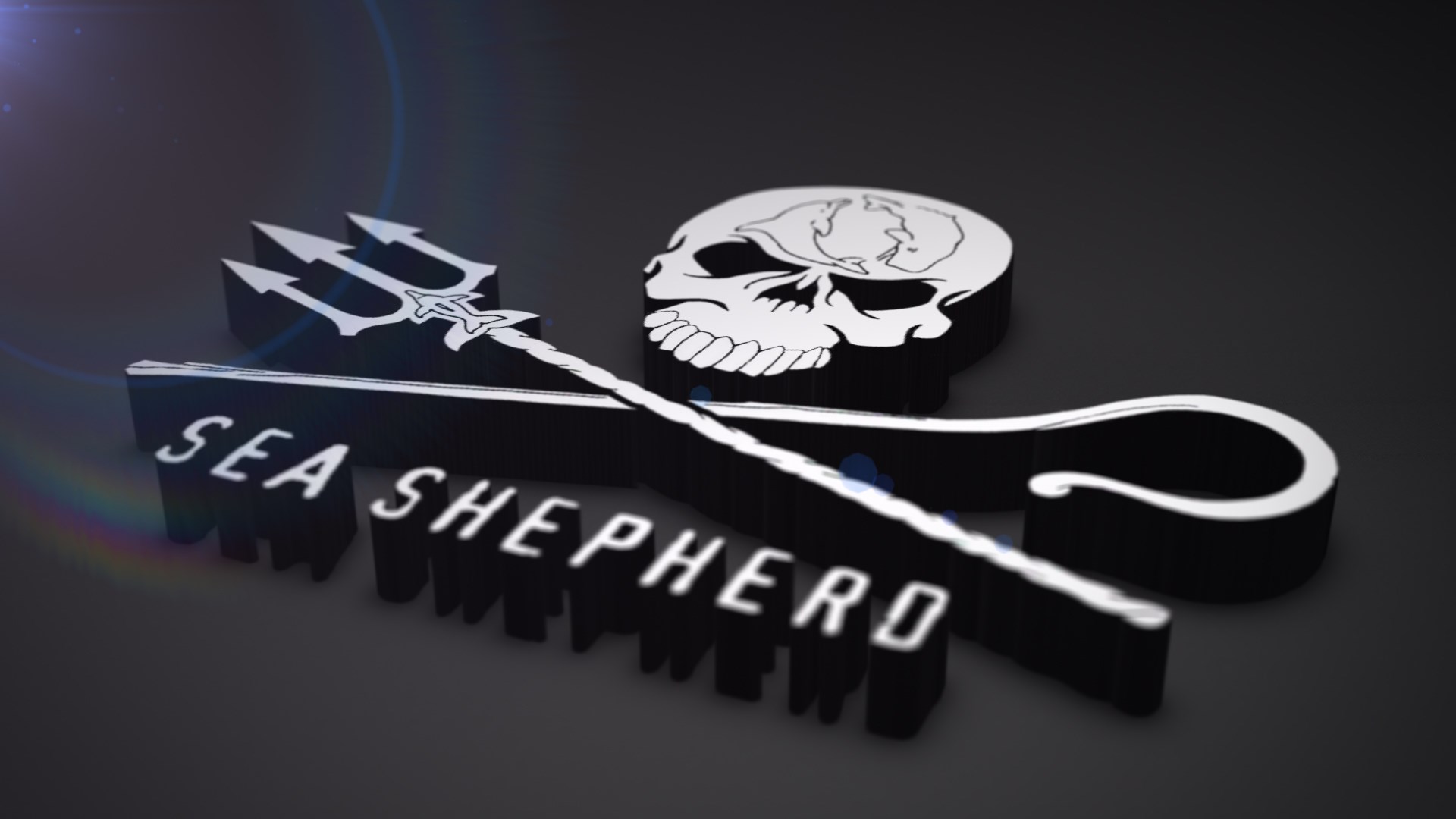 Sea Shepherd logo with trident and skull HD Wallpaper