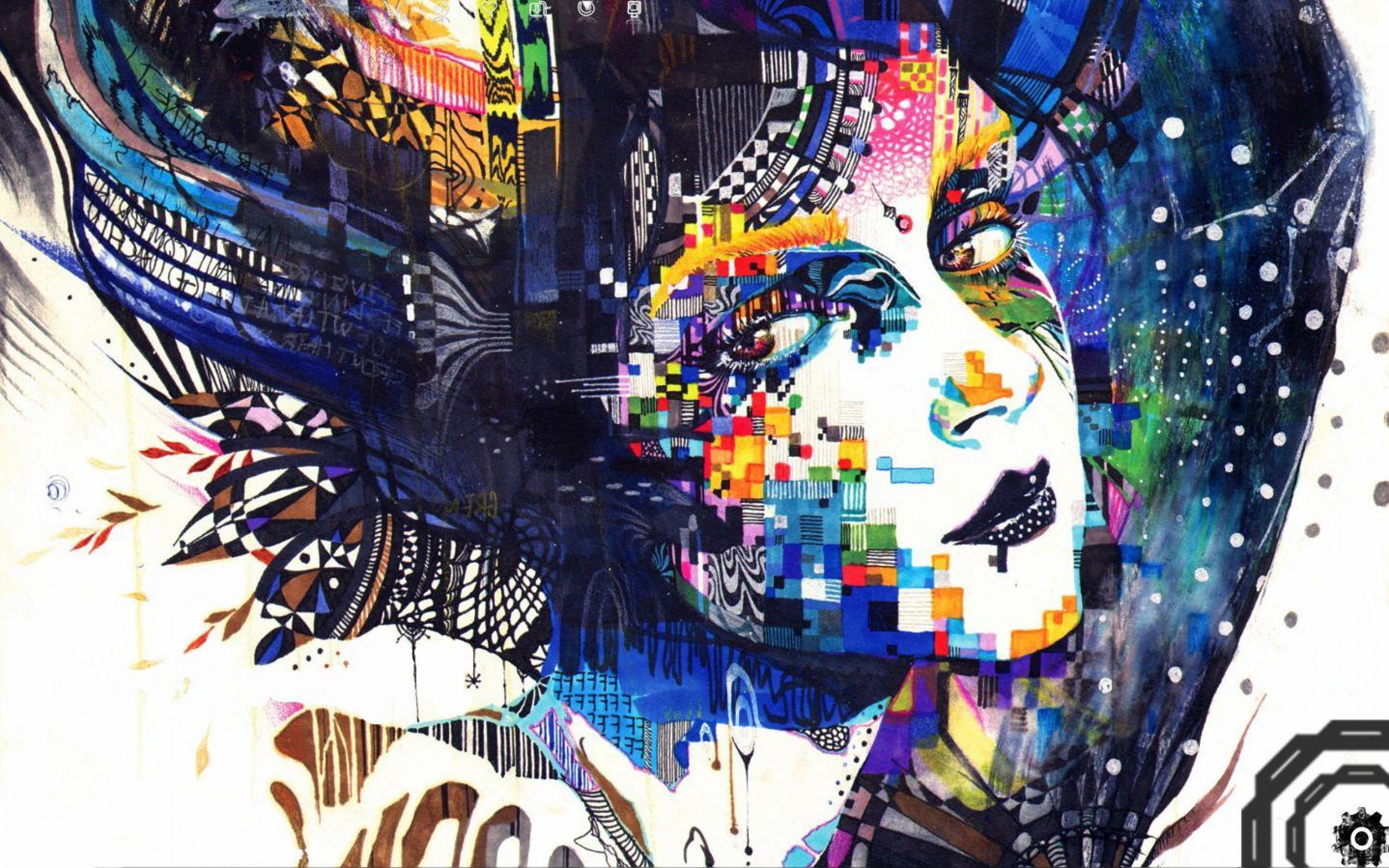 Digital art portrait of a woman with abstract patterns HD Wallpaper