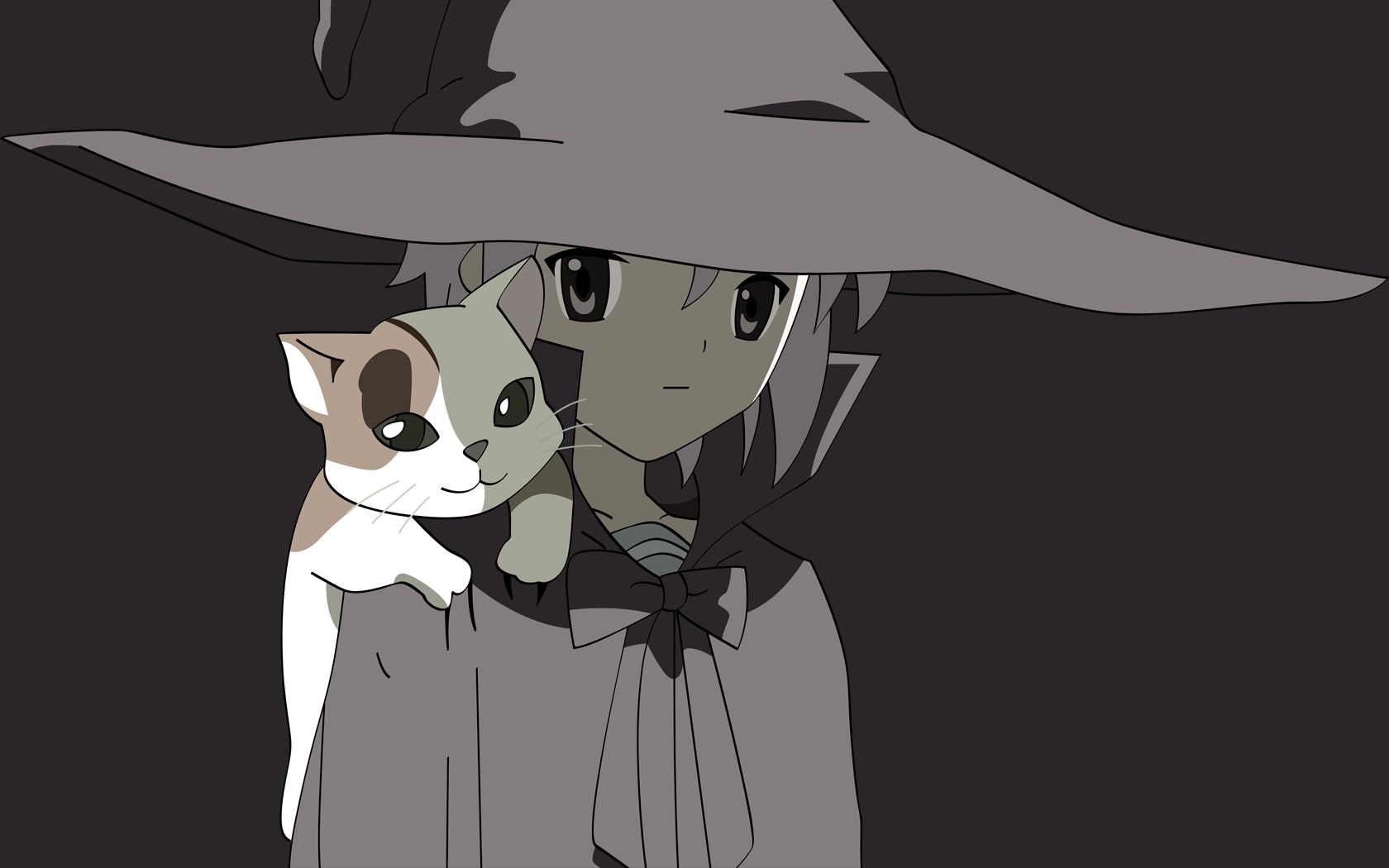 Girl with a cat from The Melancholy of Haruhi Suzumiya HD Wallpaper