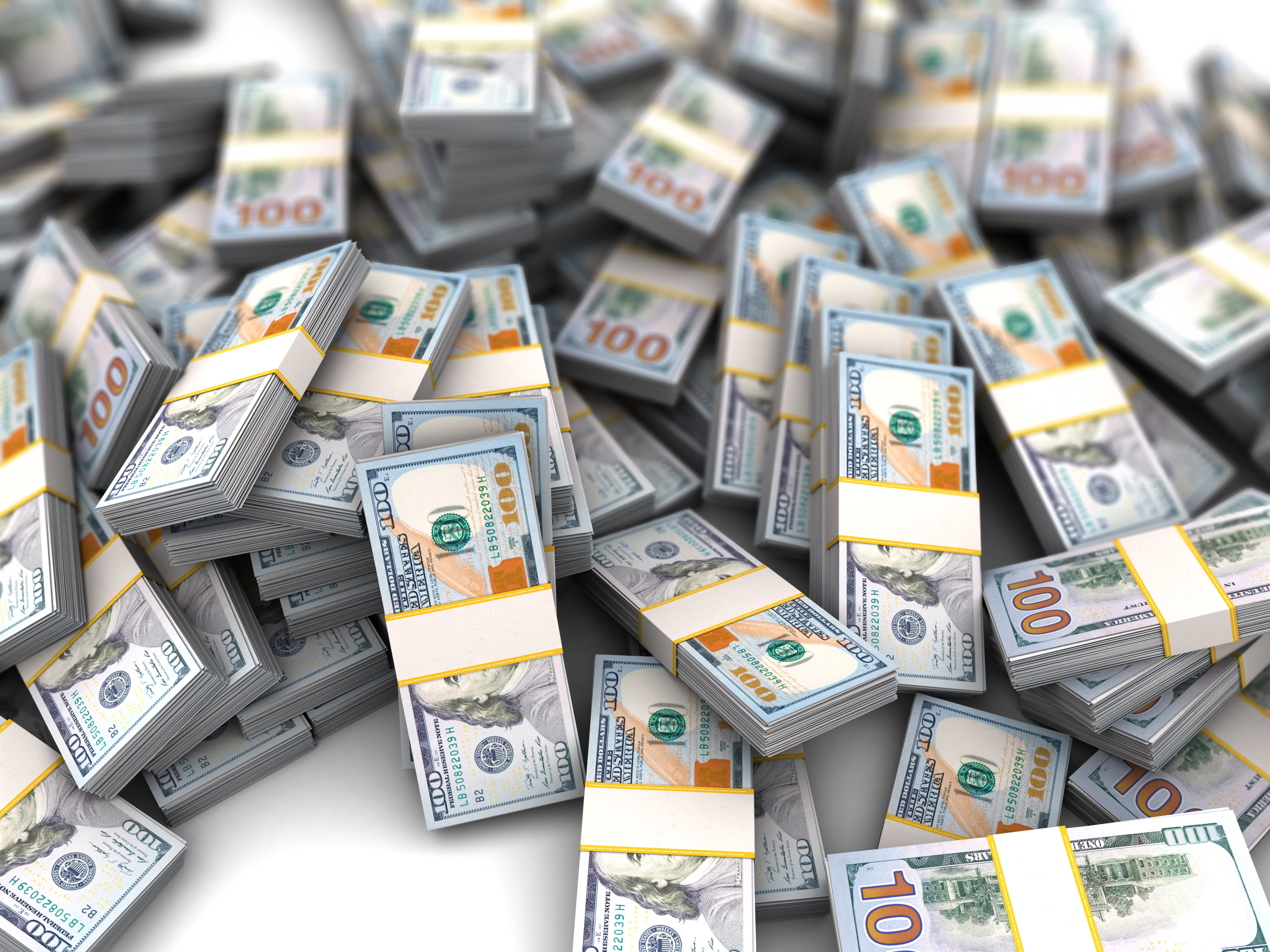 Stacks of Hundred Dollar Bills Spread Out HD Wallpaper