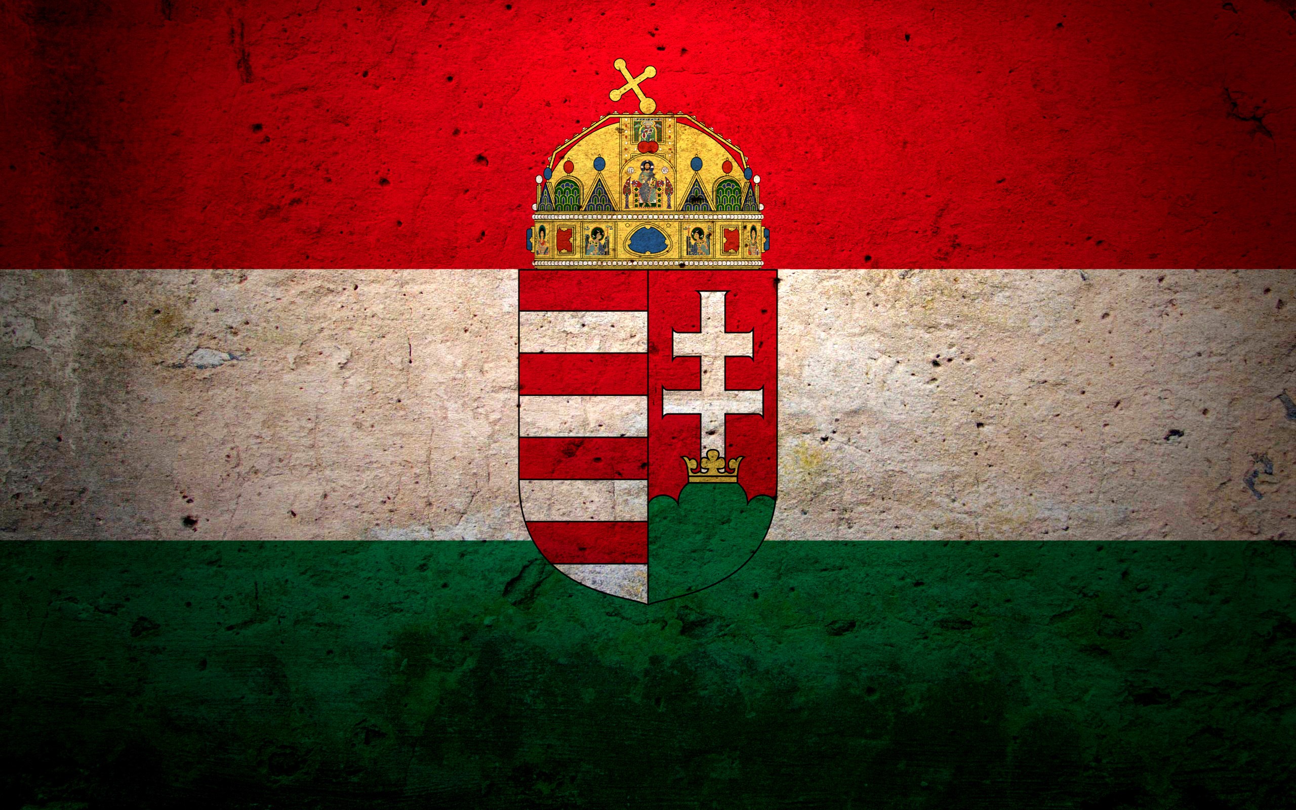 Flag of Hungary with Coat of Arms HD Wallpaper