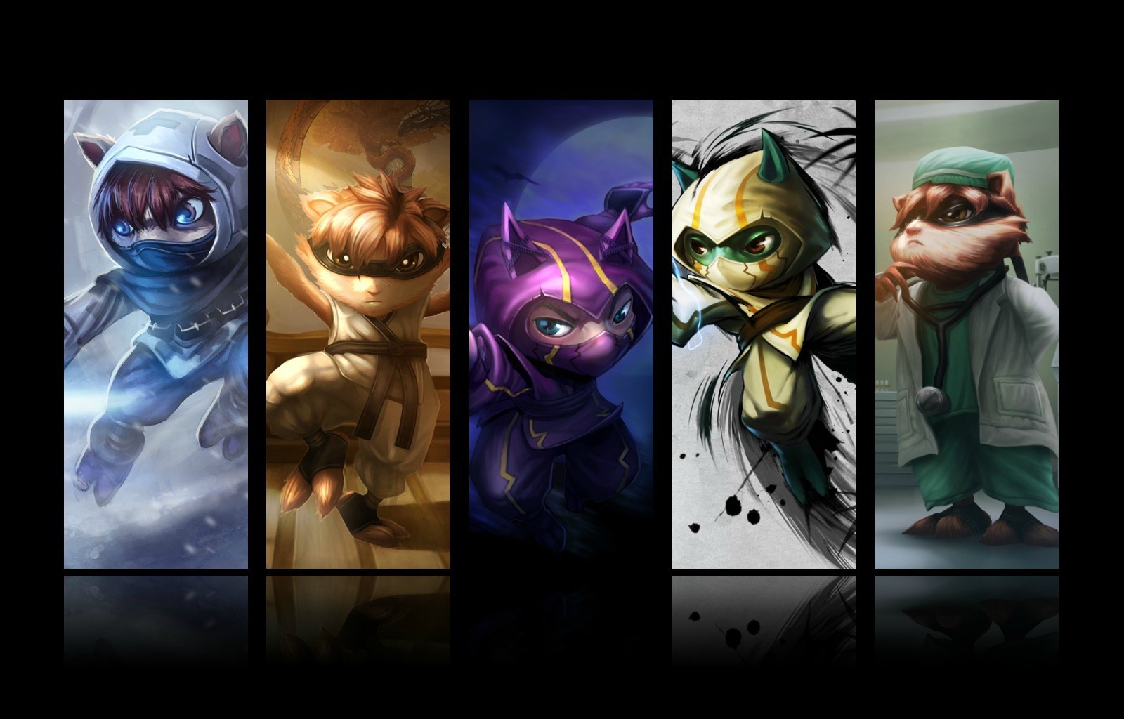 League of Legends characters in different outfits HD Wallpaper