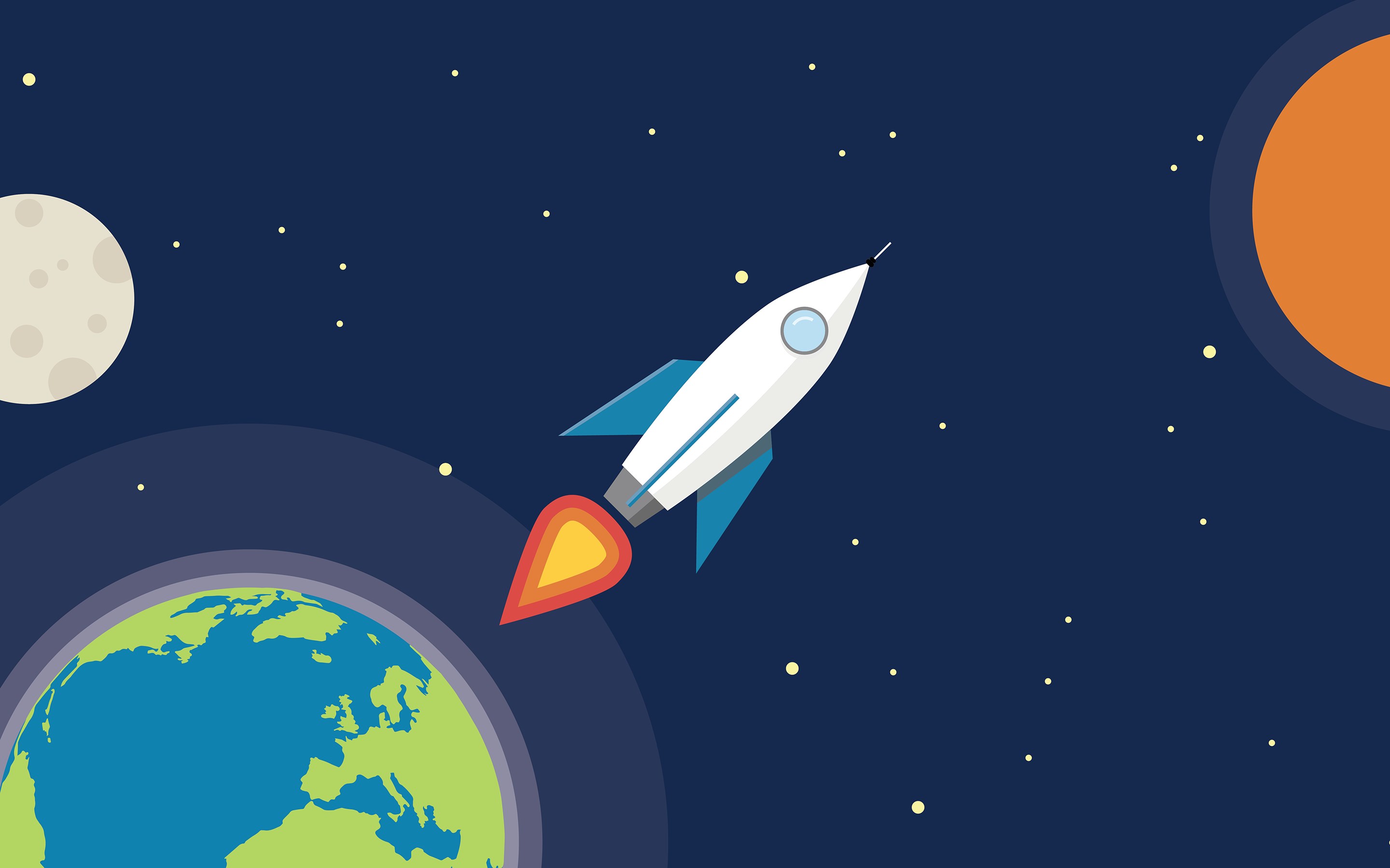 Rocket launching from Earth into space HD Wallpaper