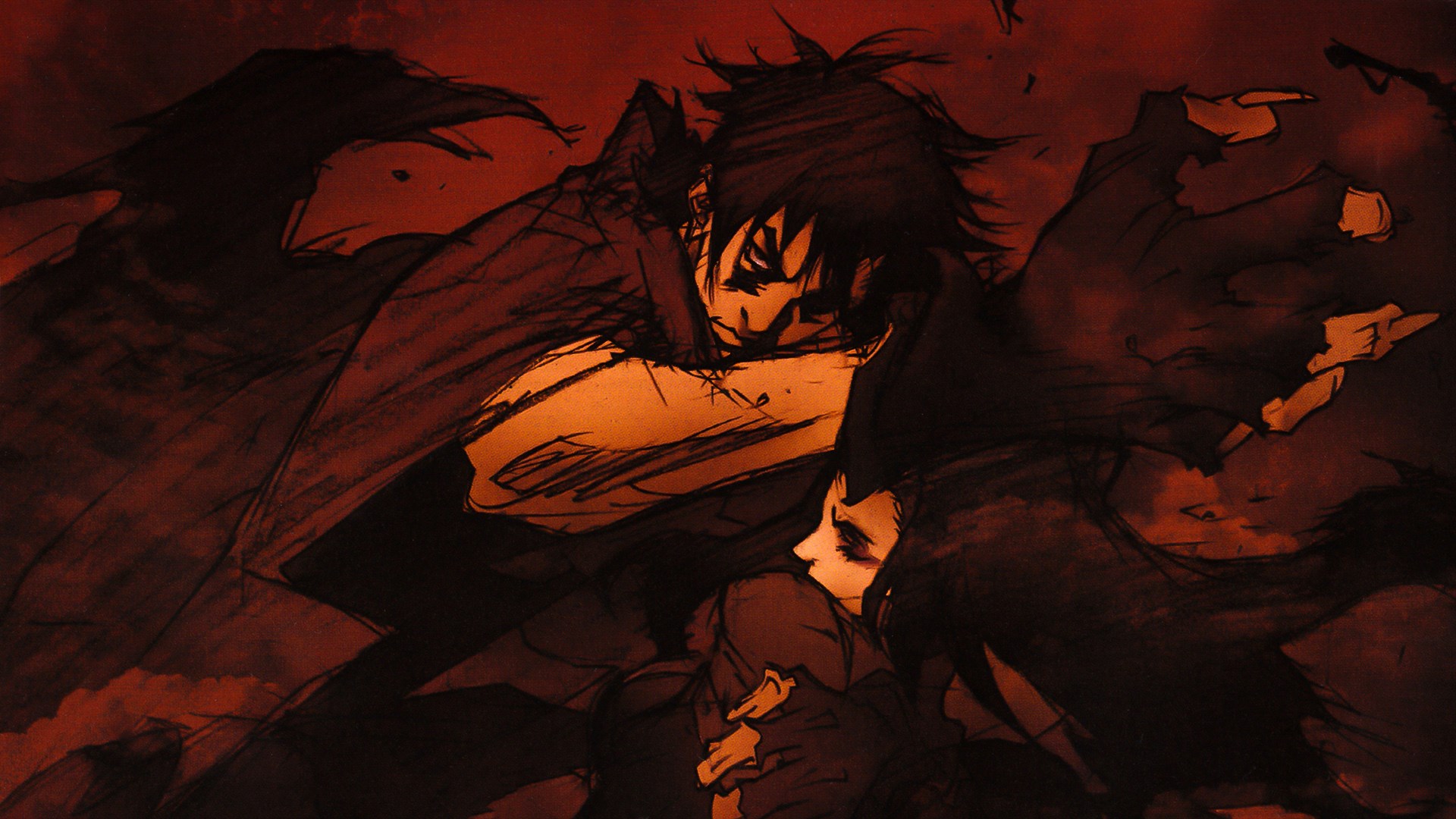 Ergo Proxy characters in dark, dramatic scene HD Wallpaper
