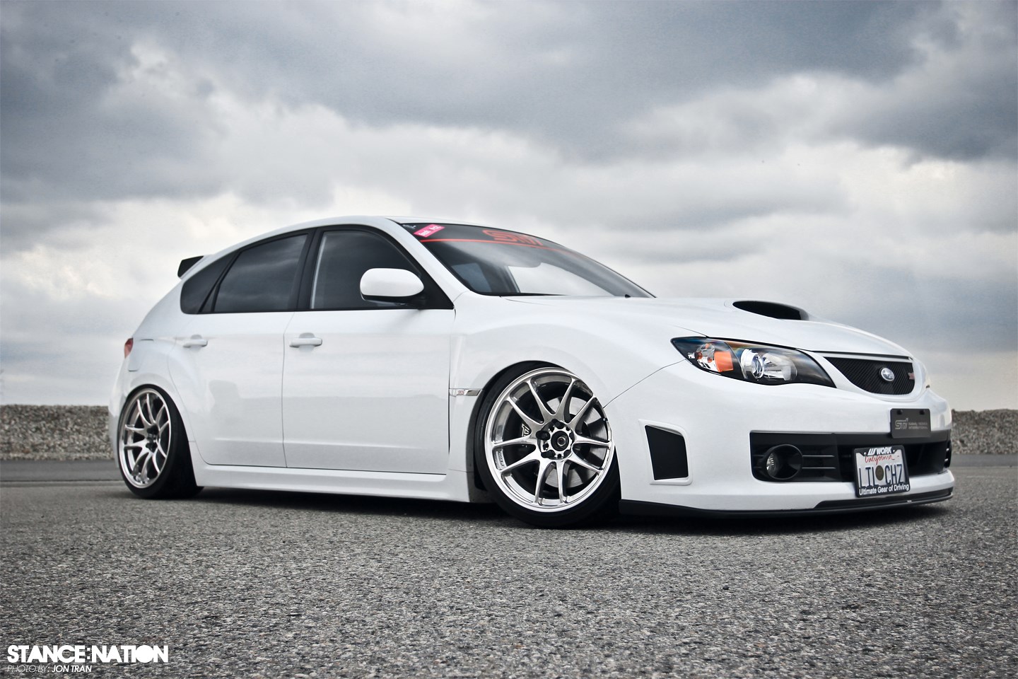 White Subaru Impreza WRX STI hatchback HD Wallpaper