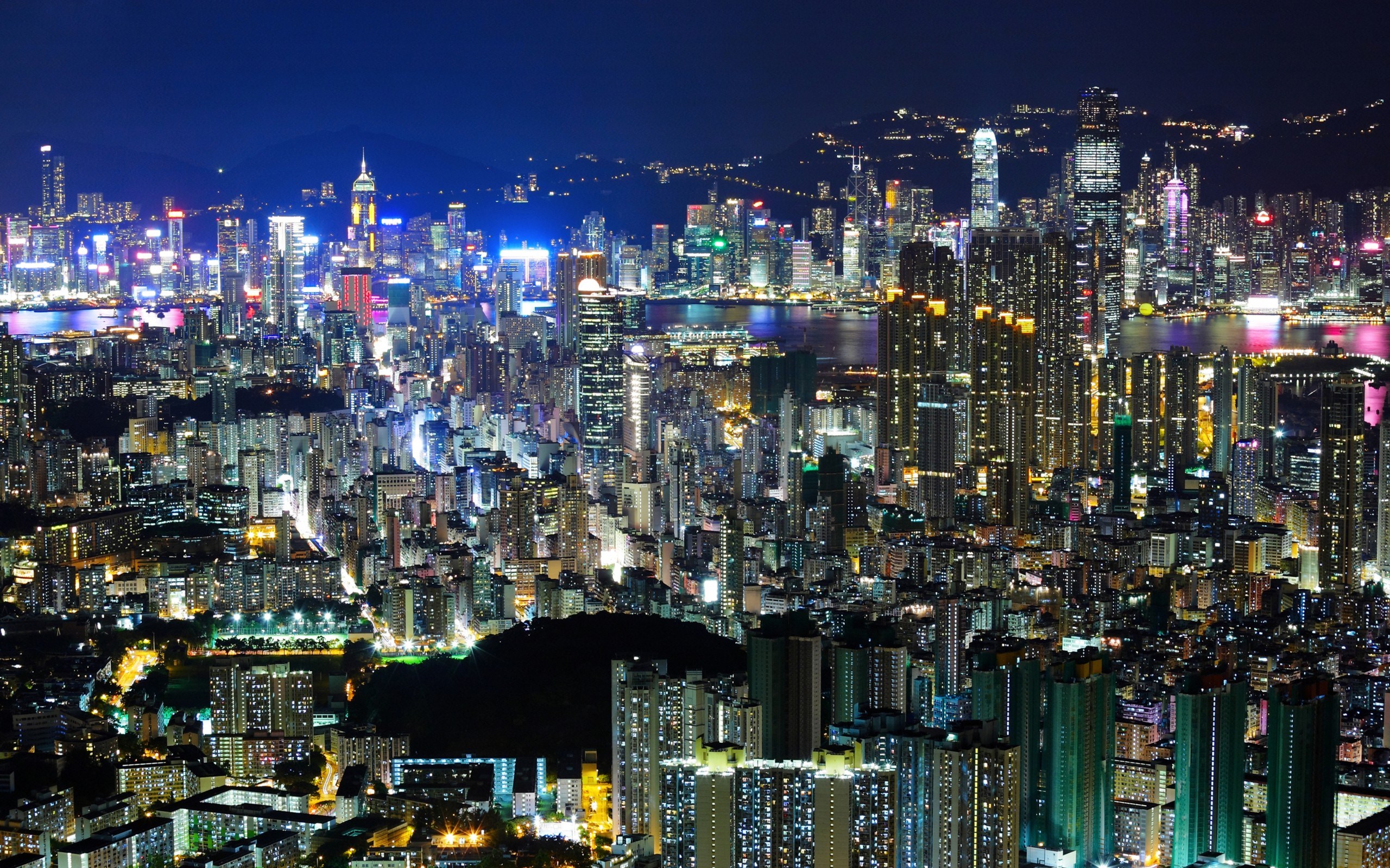 Hong Kong Skyline at Night HD Wallpaper