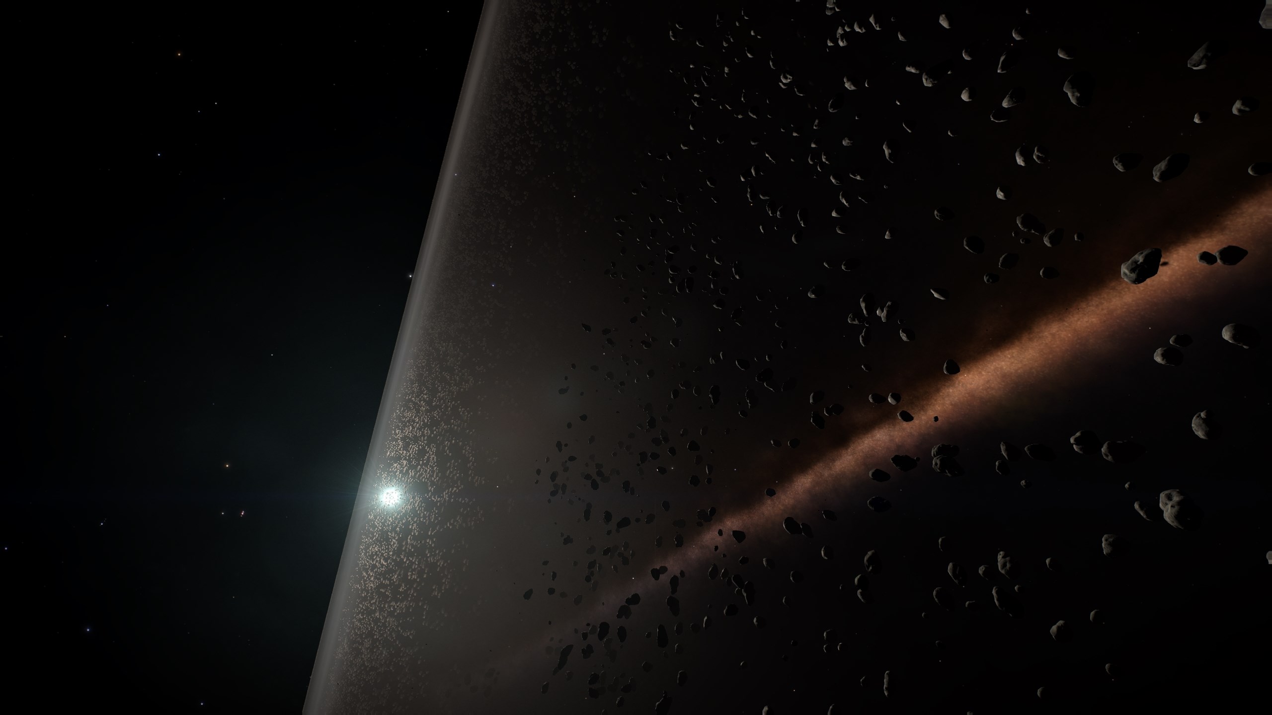 Asteroid ring and bright star in Elite Dangerous HD Wallpaper