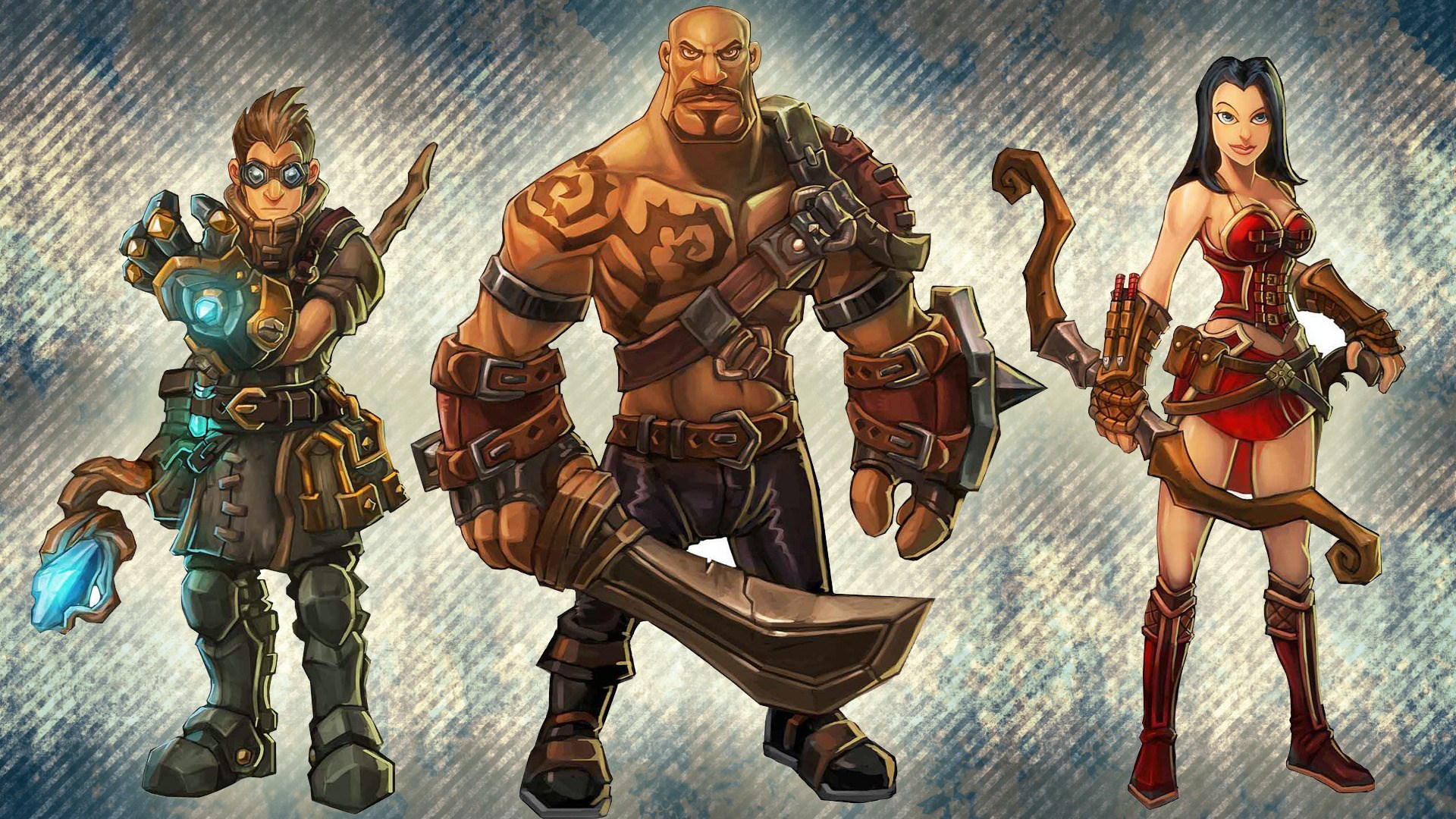 Torchlight II characters: Engineer, Berserker, and Outlander HD Wallpaper