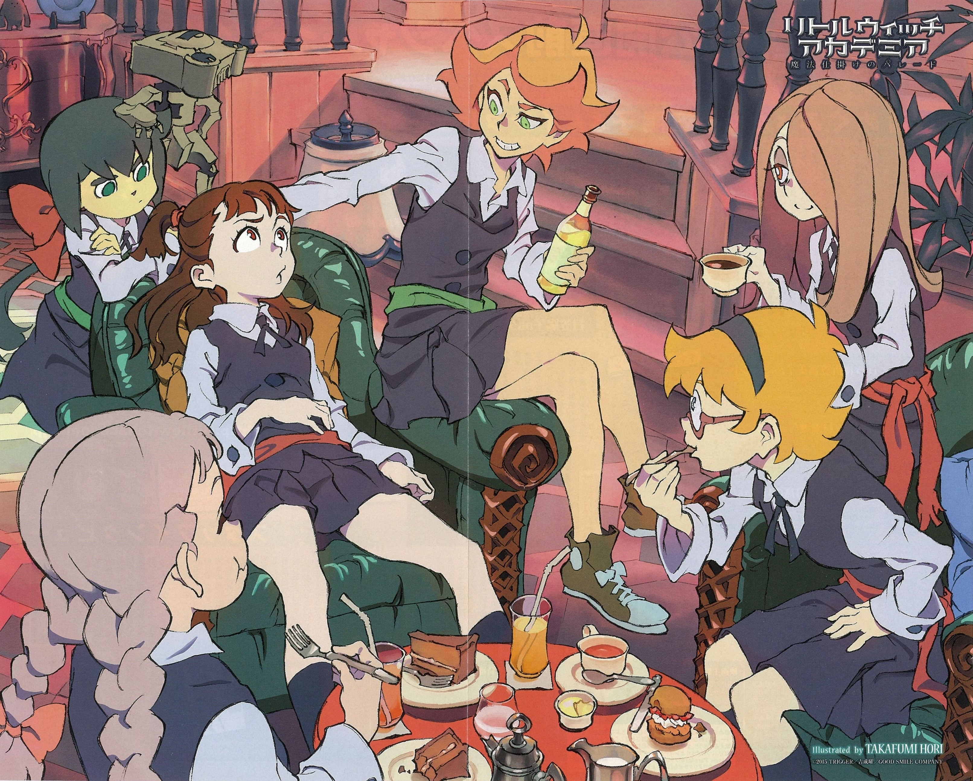 Little Witch Academia characters having tea HD Wallpaper