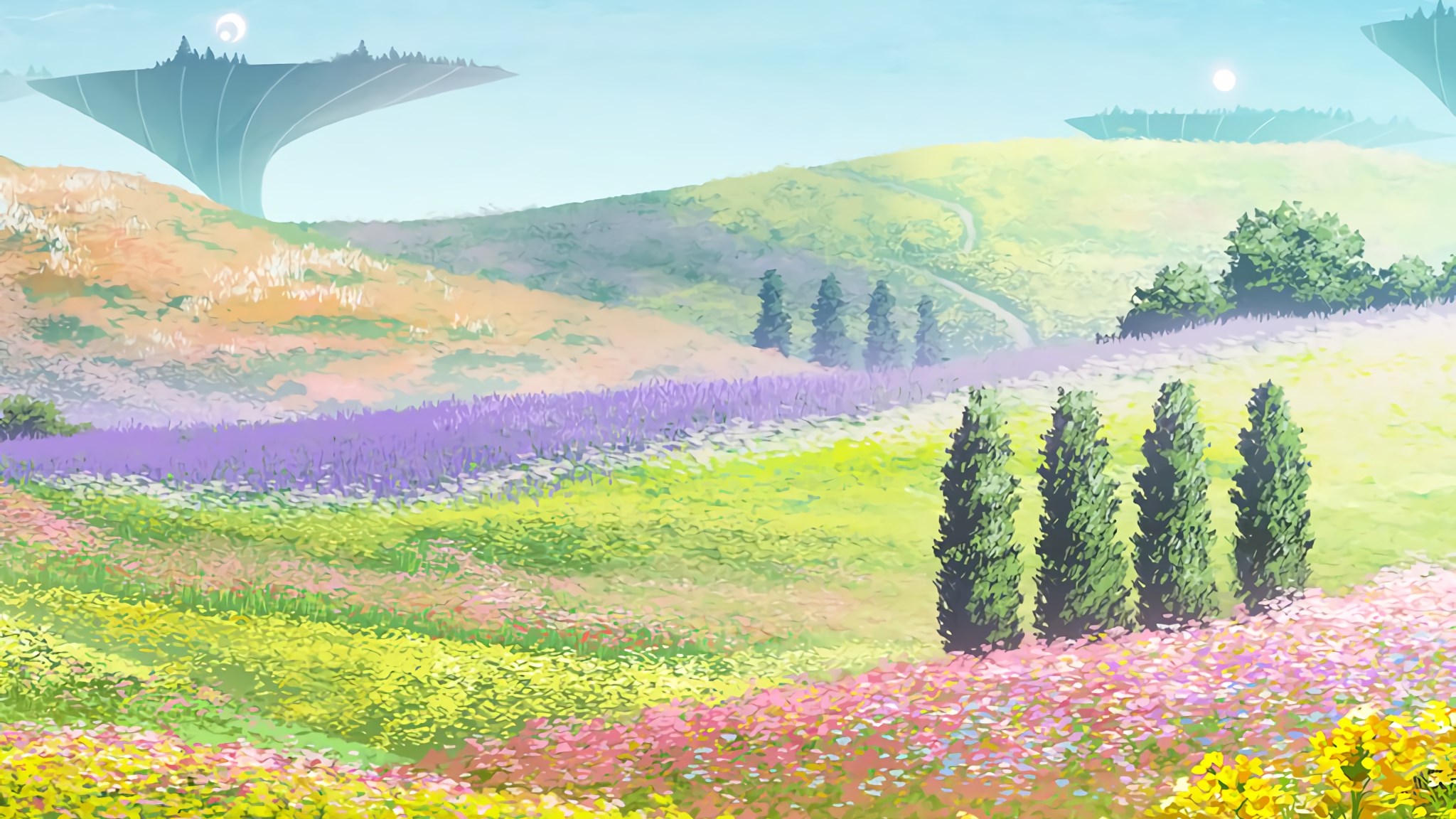 Sword Art Online landscape with futuristic structures HD Wallpaper