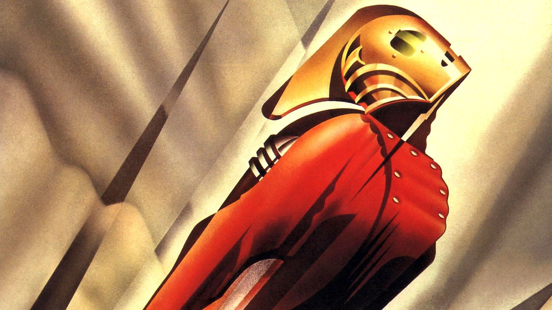 The Rocketeer in red jacket and golden helmet HD Wallpaper