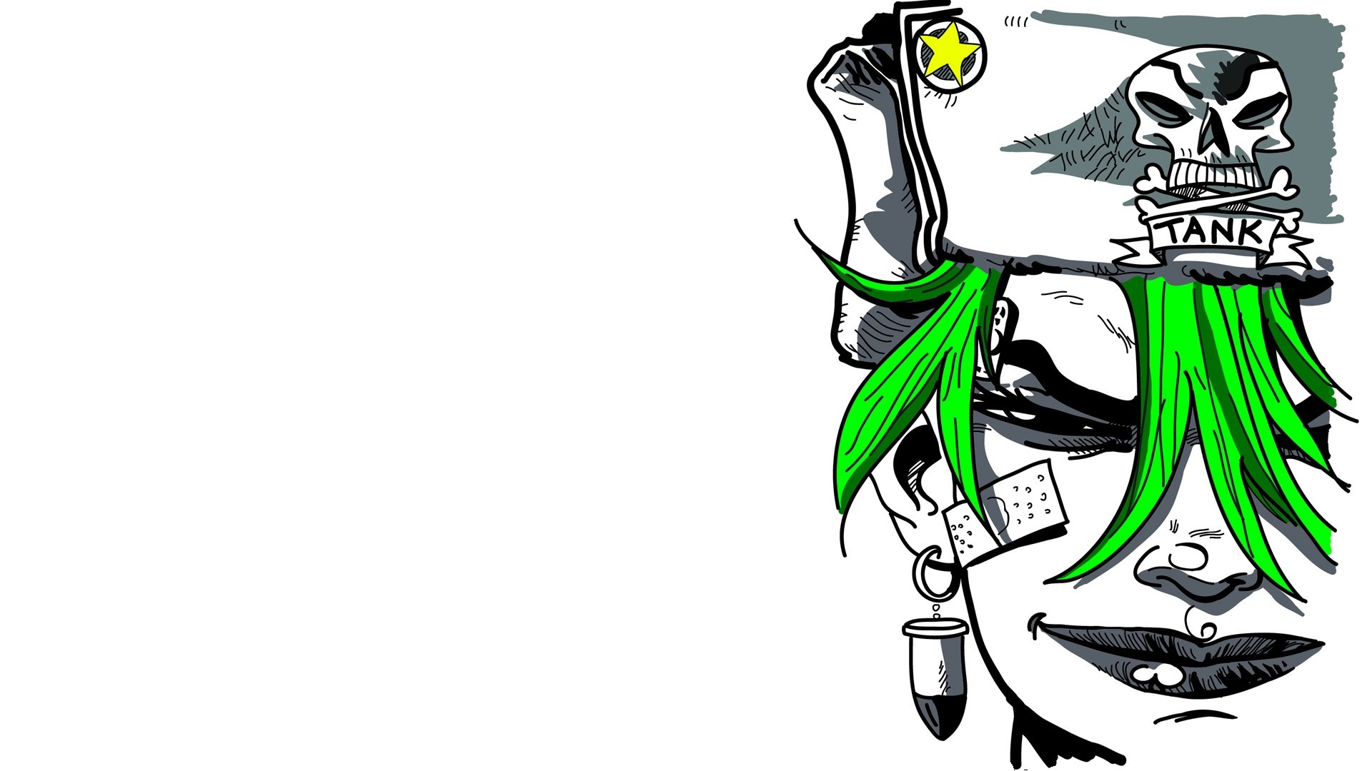Tank Girl with Skull and Star HD Wallpaper
