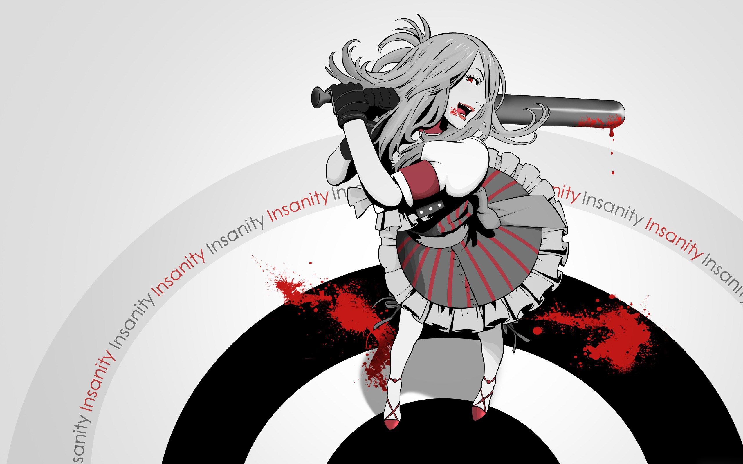 Girl with baseball bat and blood splatters HD Wallpaper