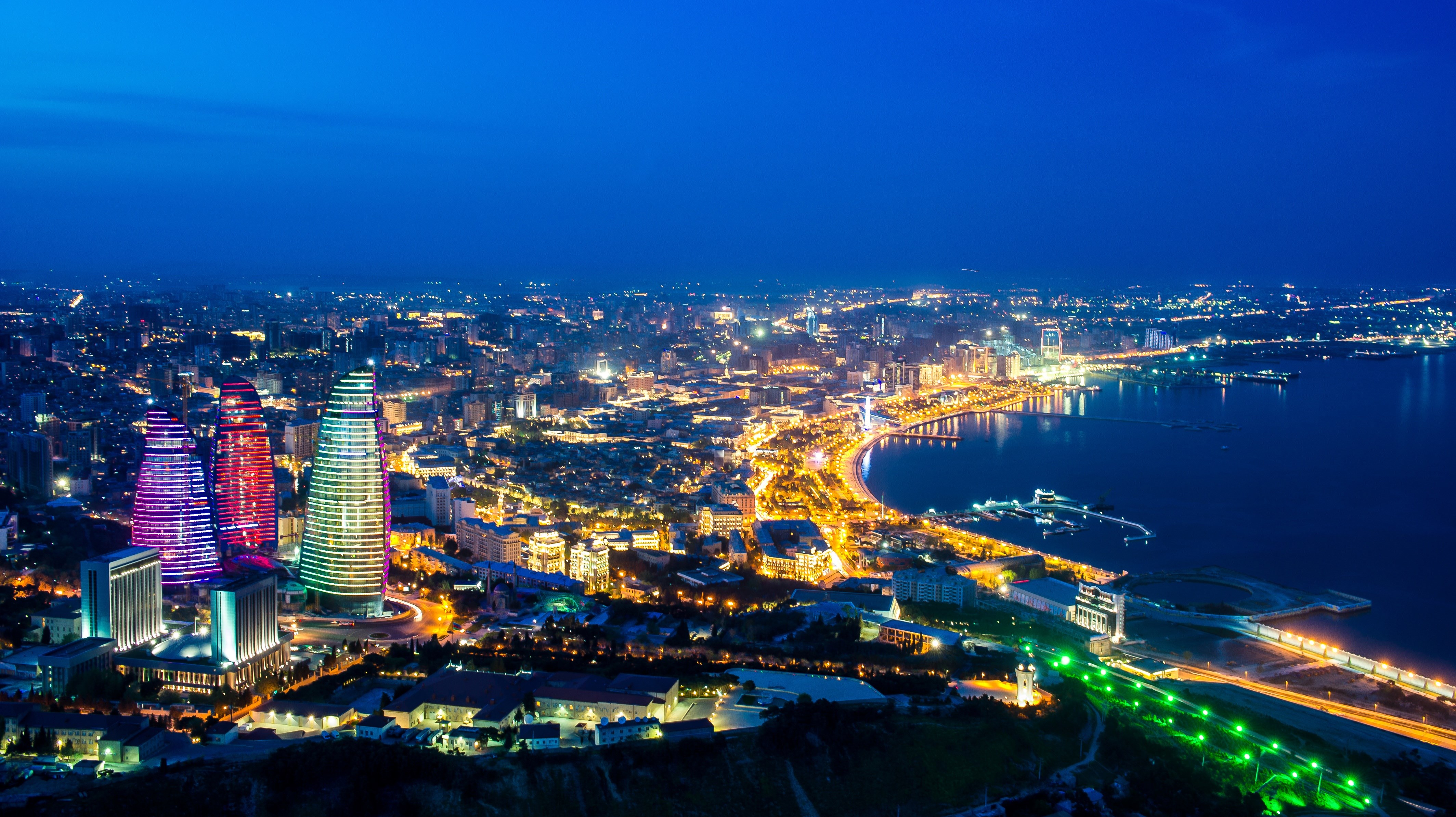 Flame Towers in Baku at Night HD Wallpaper
