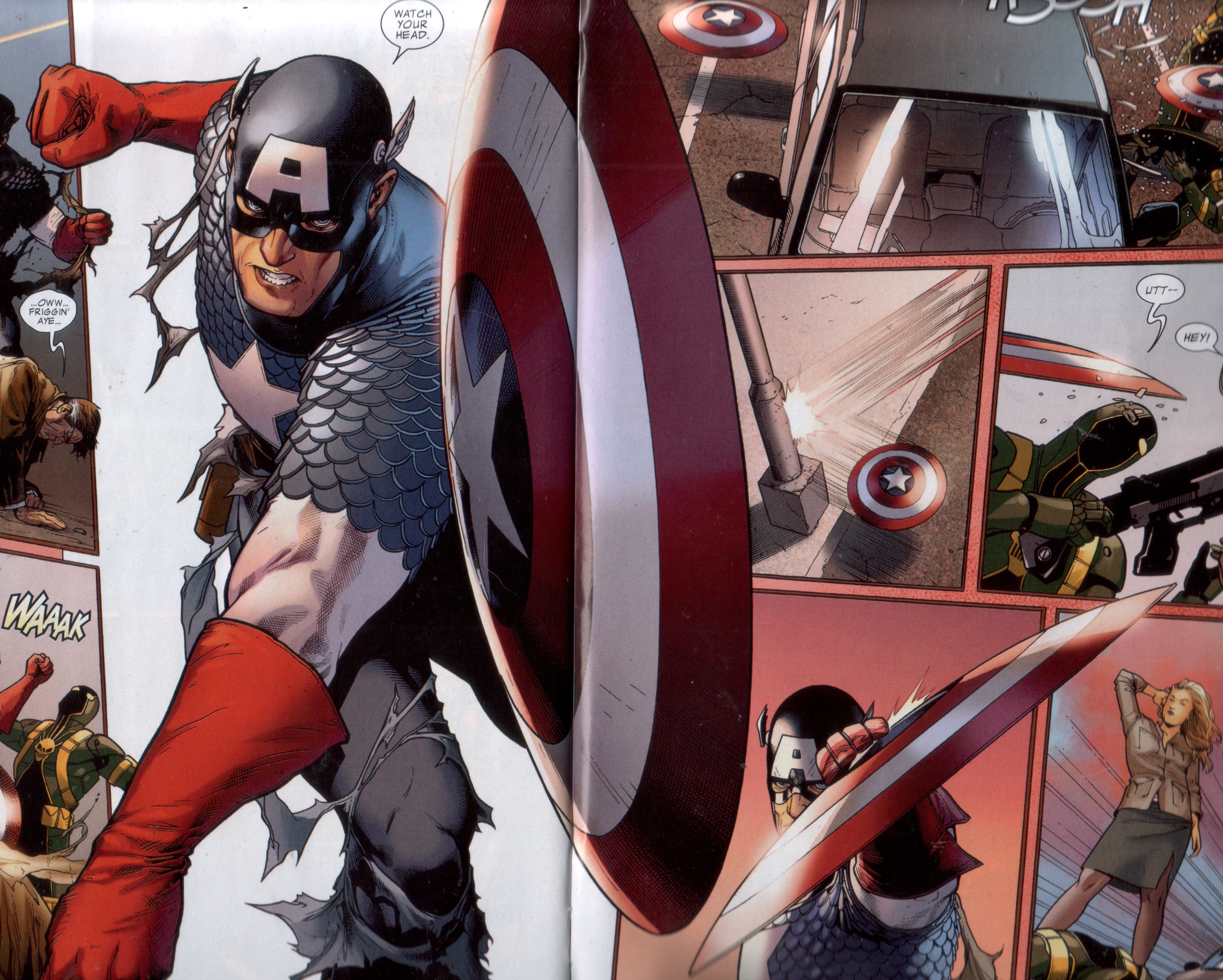 Captain America fighting enemies HD Wallpaper