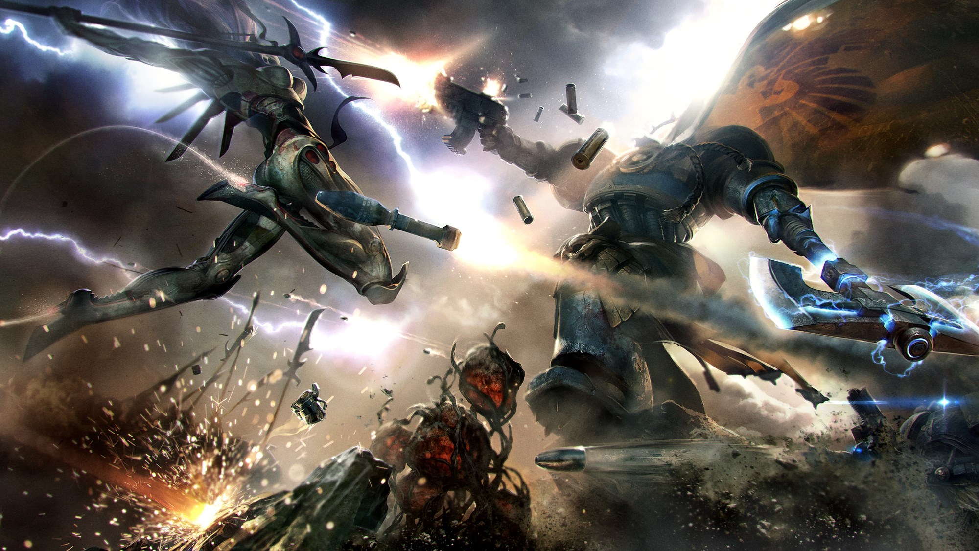 Warhammer 40,000 battle scene HD Wallpaper