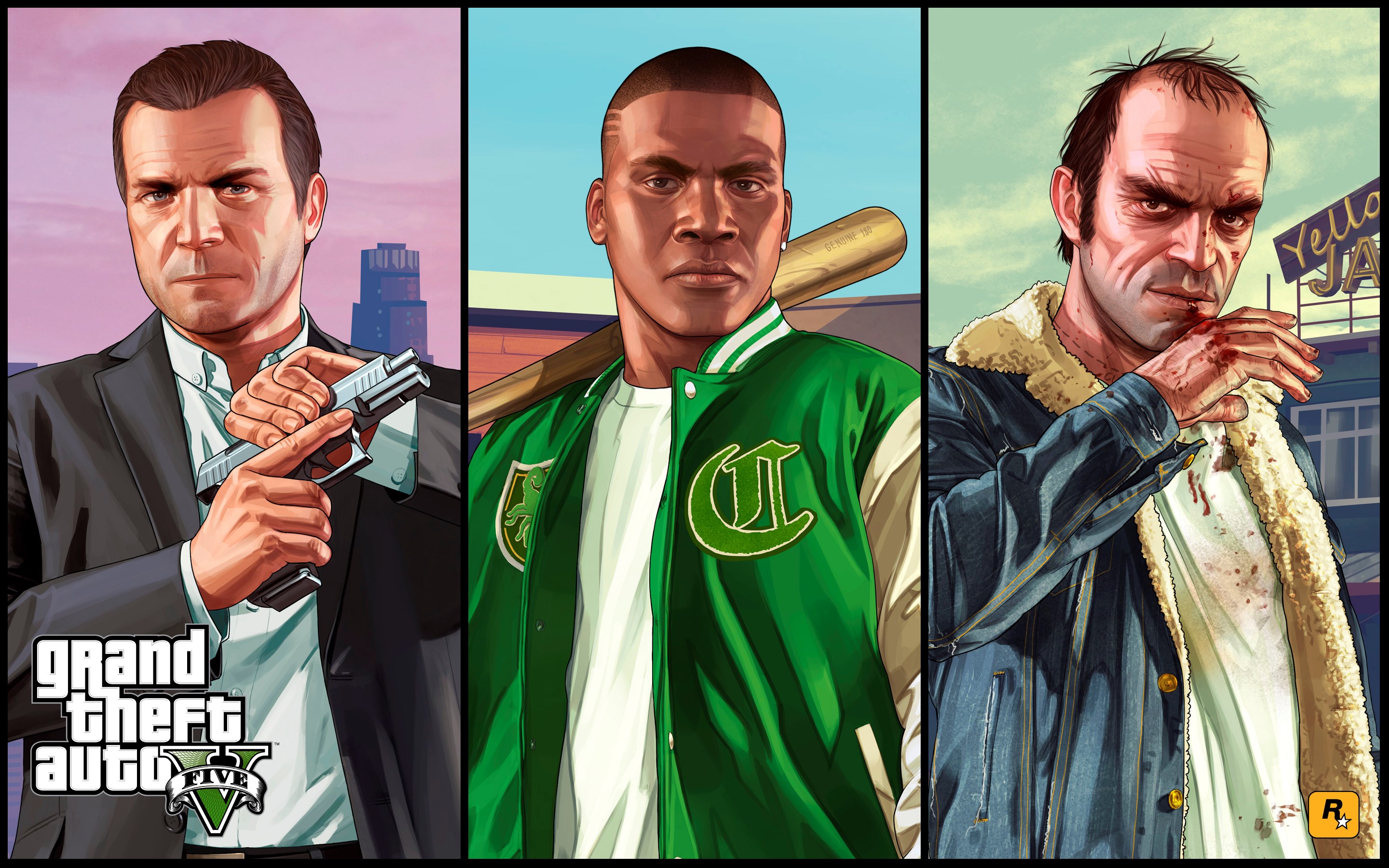 Grand Theft Auto V: Michael, Franklin, and Trevor HD Wallpaper