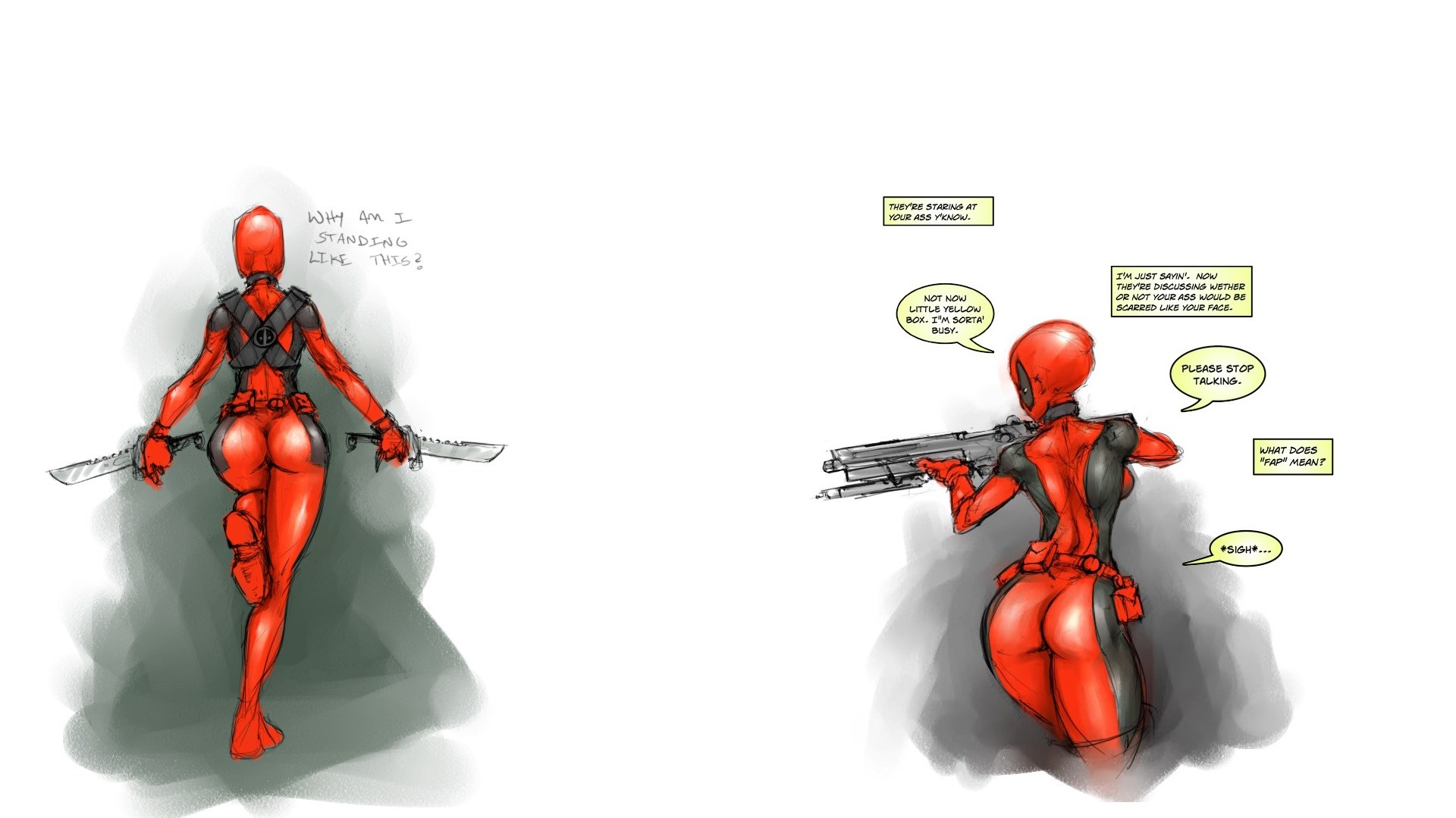 Deadpool with swords and gun HD Wallpaper