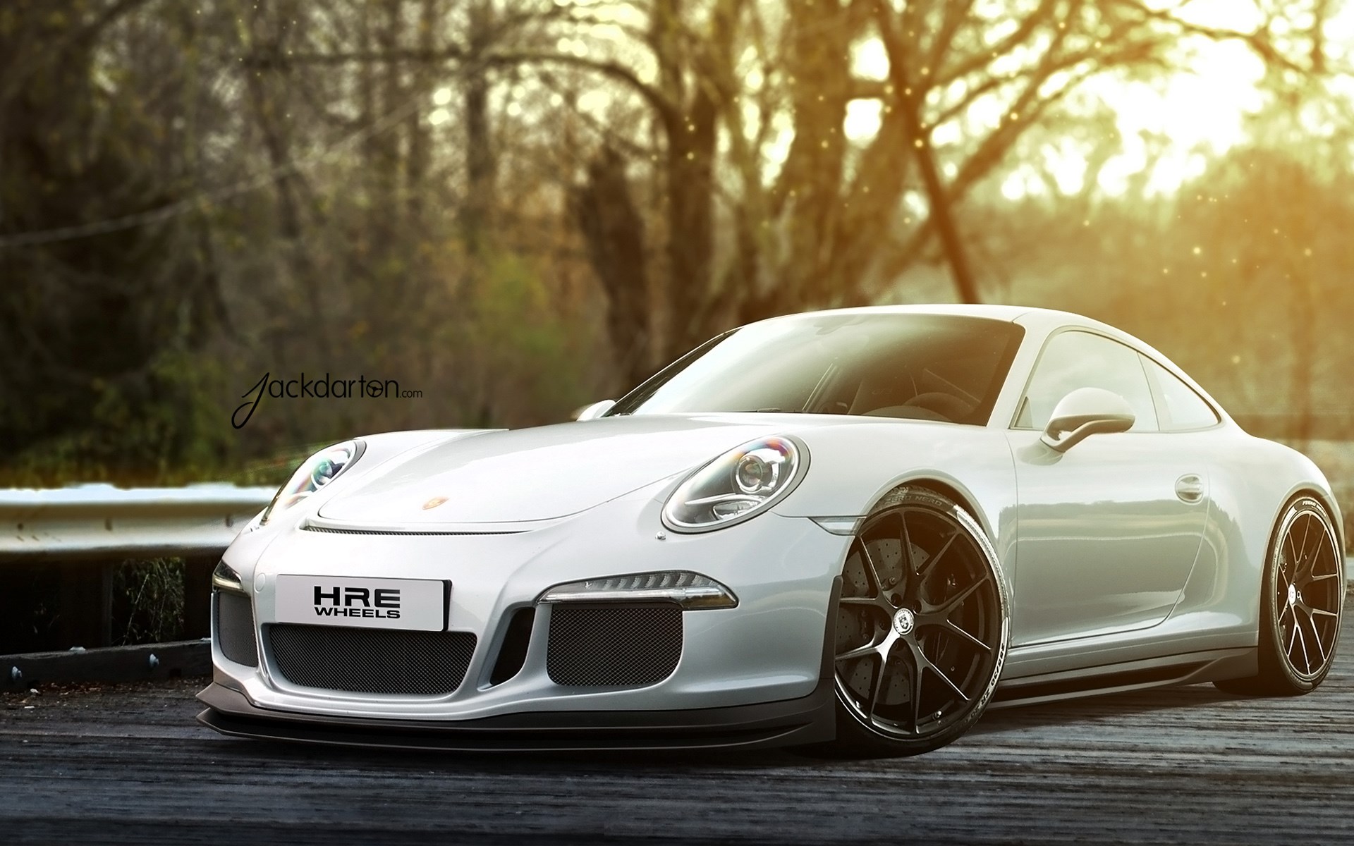 White Porsche 911 GT3 with HRE Wheels HD Wallpaper