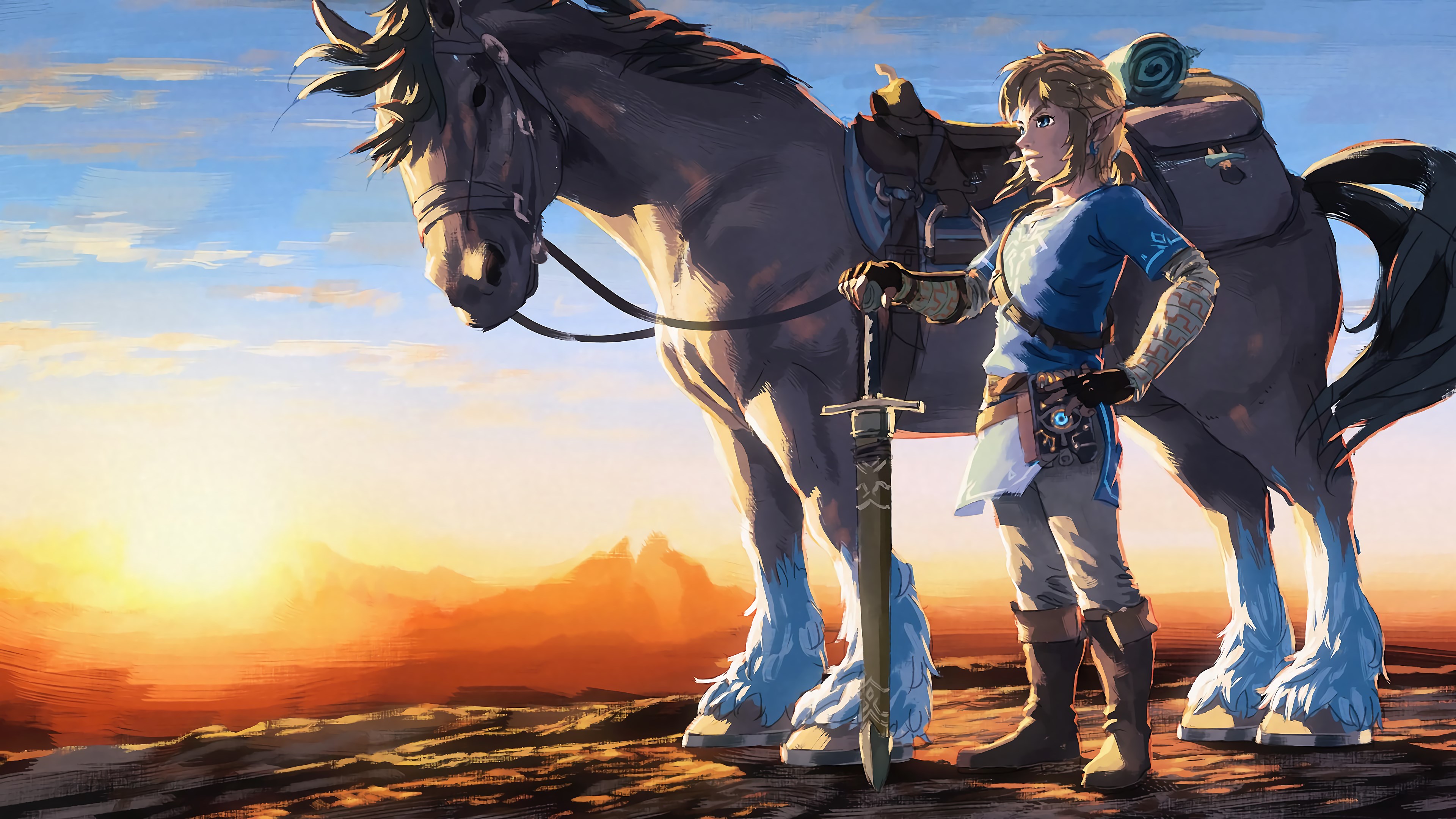 Link and horse from The Legend of Zelda: Breath of the Wild HD Wallpaper