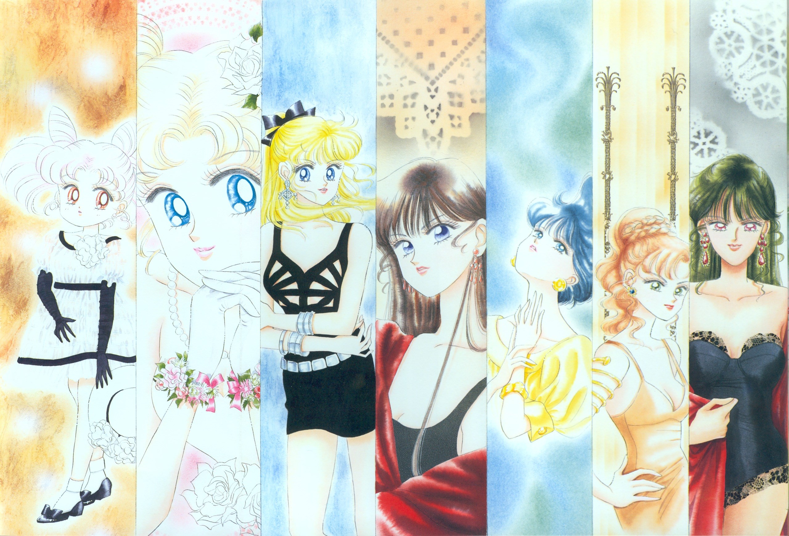 Sailor Moon characters in fashion poses HD Wallpaper