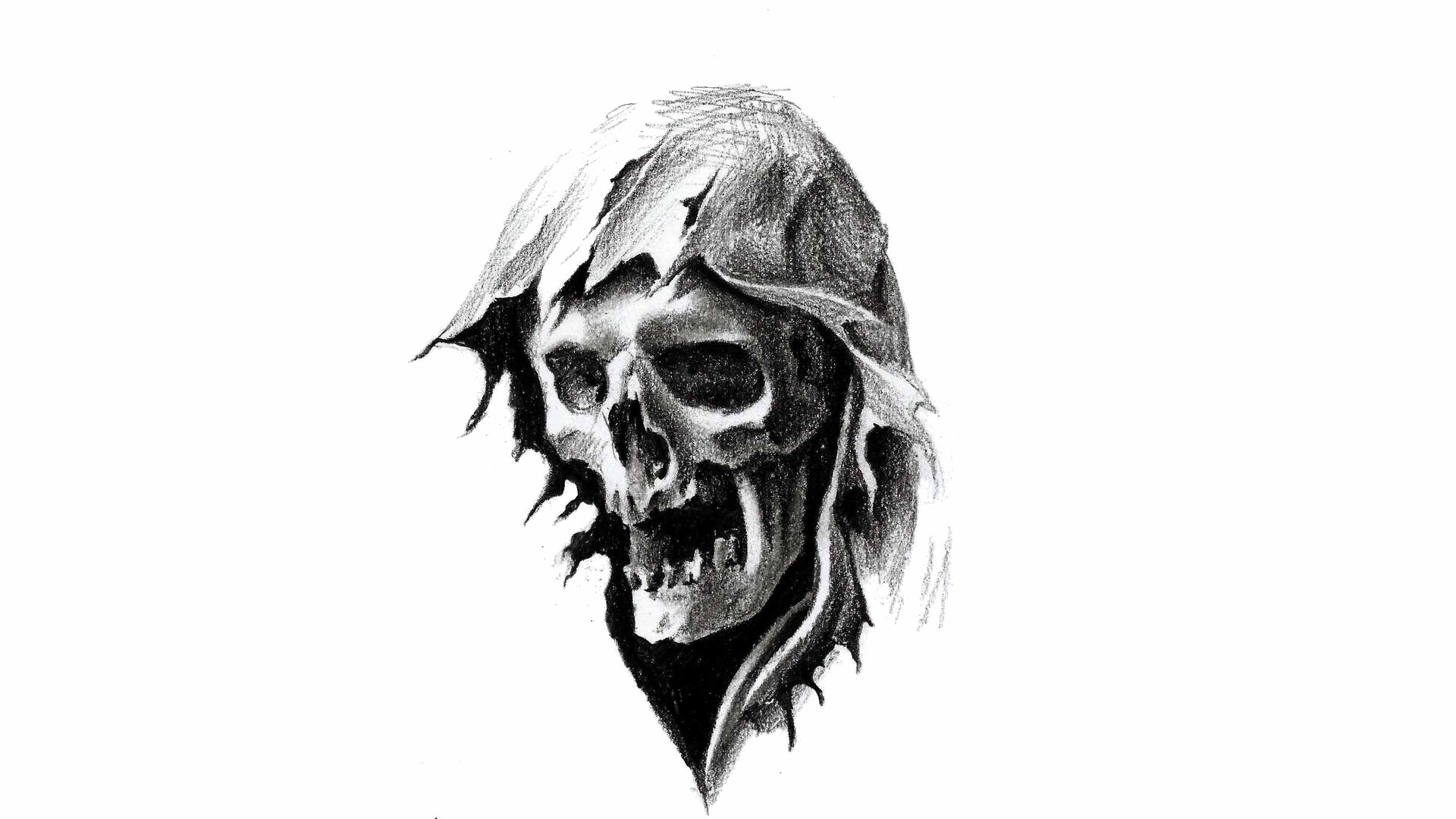 Grim Reaper skull drawing HD Wallpaper