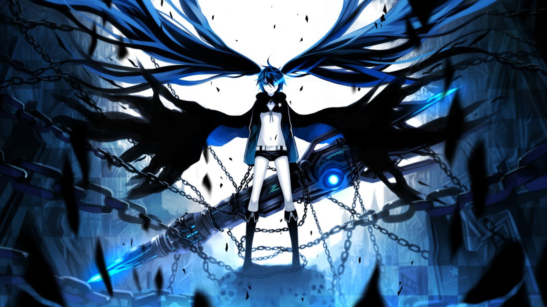 Black Rock Shooter with chains and cannon HD Wallpaper
