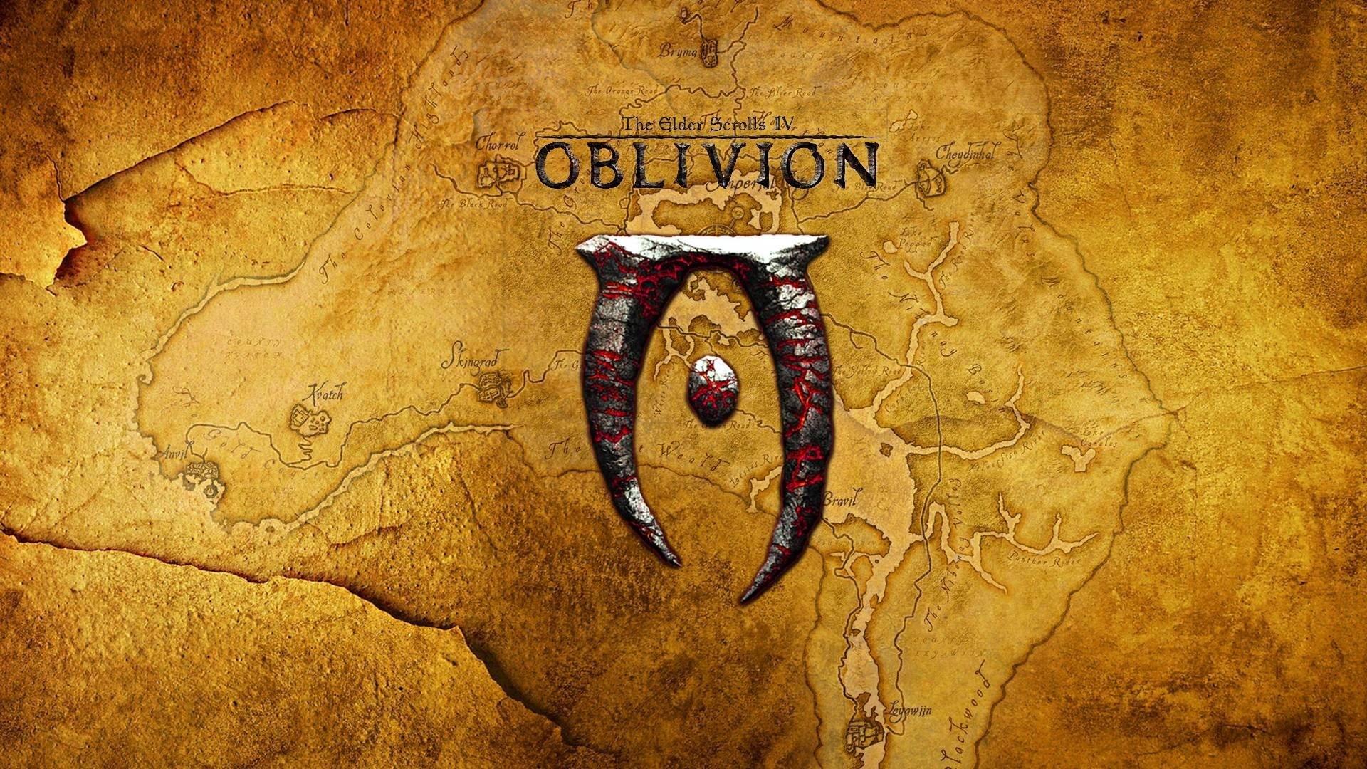 The Elder Scrolls IV Oblivion logo on map HD Wallpaper