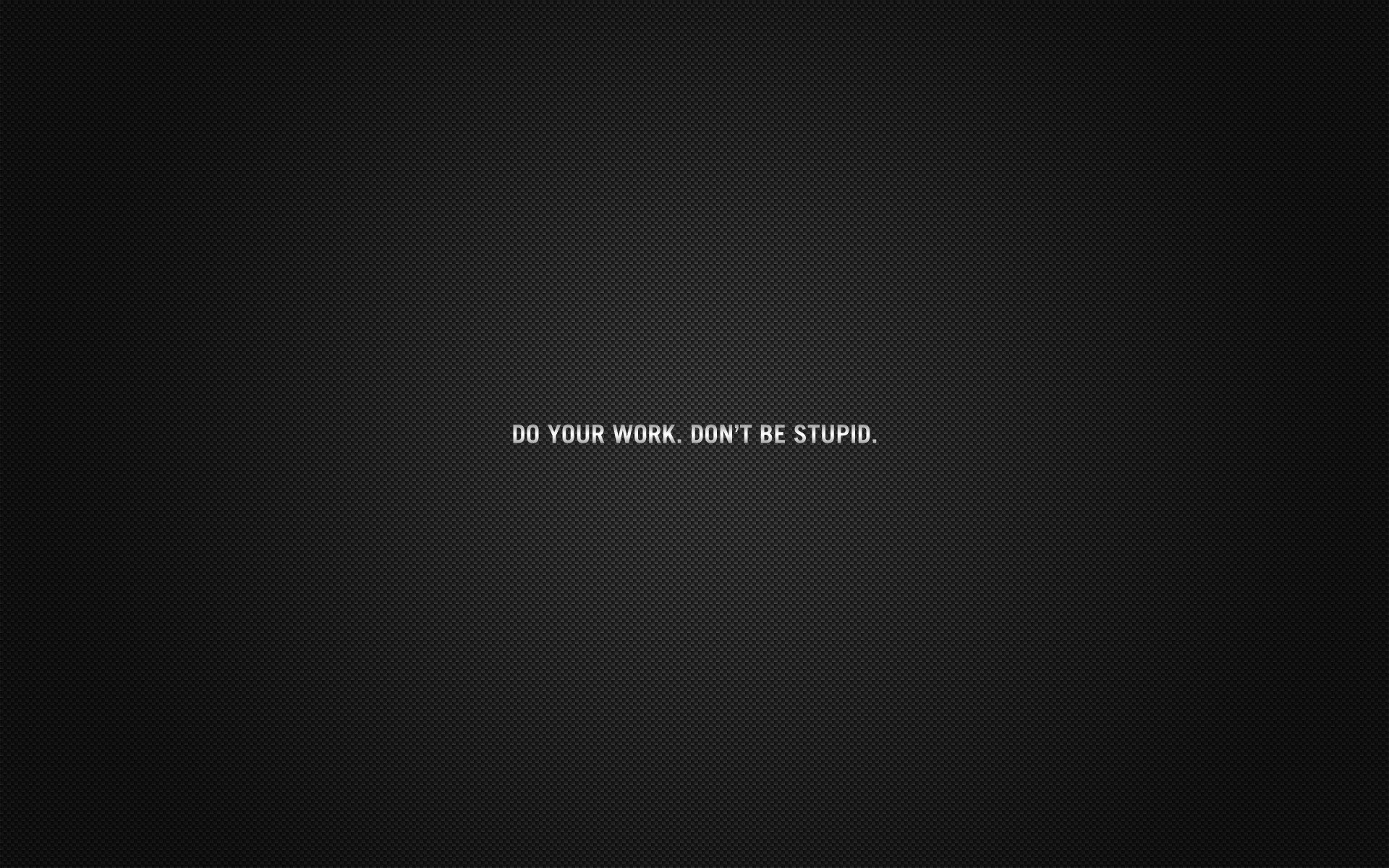 Do Your Work. Don't Be Stupid. Text HD Wallpaper