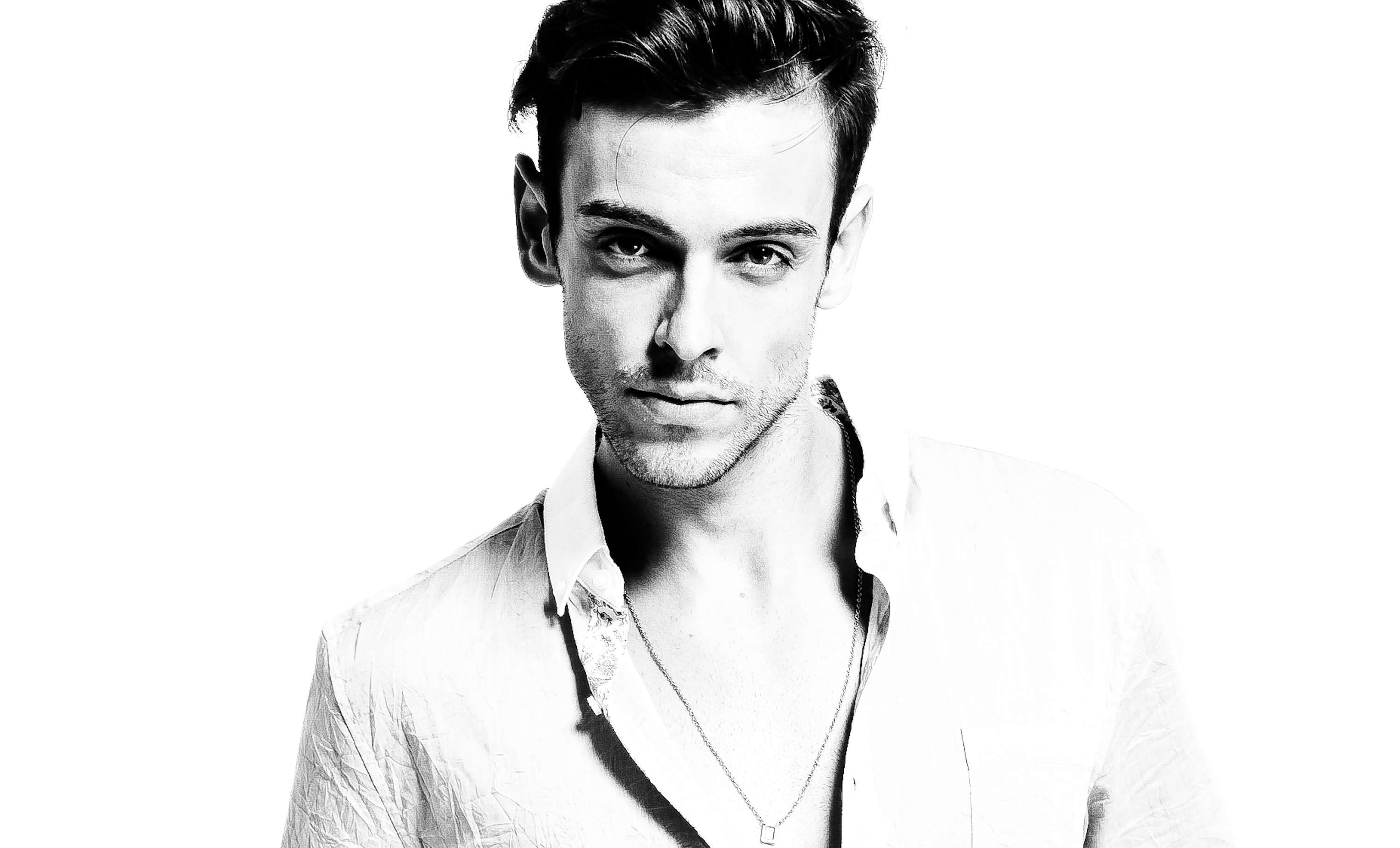 Black and white portrait of a handsome man HD Wallpaper
