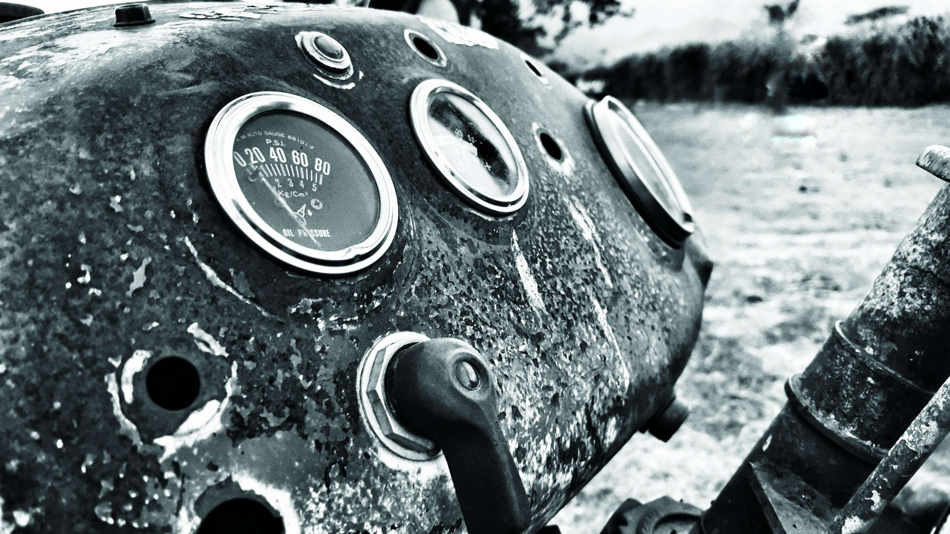 Vintage tractor dashboard with gauges HD Wallpaper