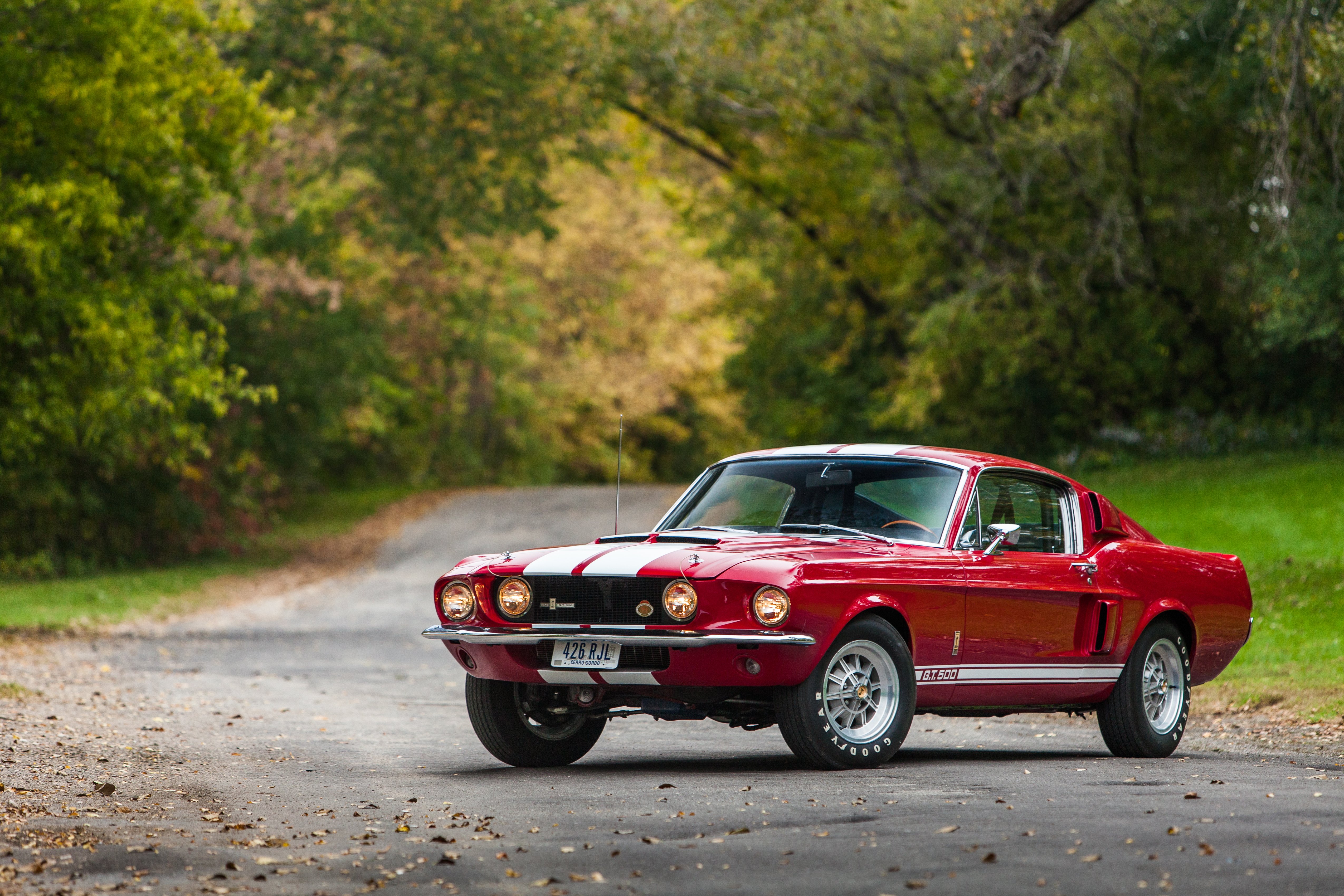 Red 1966 Shelby GT500 Mustang on a Road HD Wallpaper