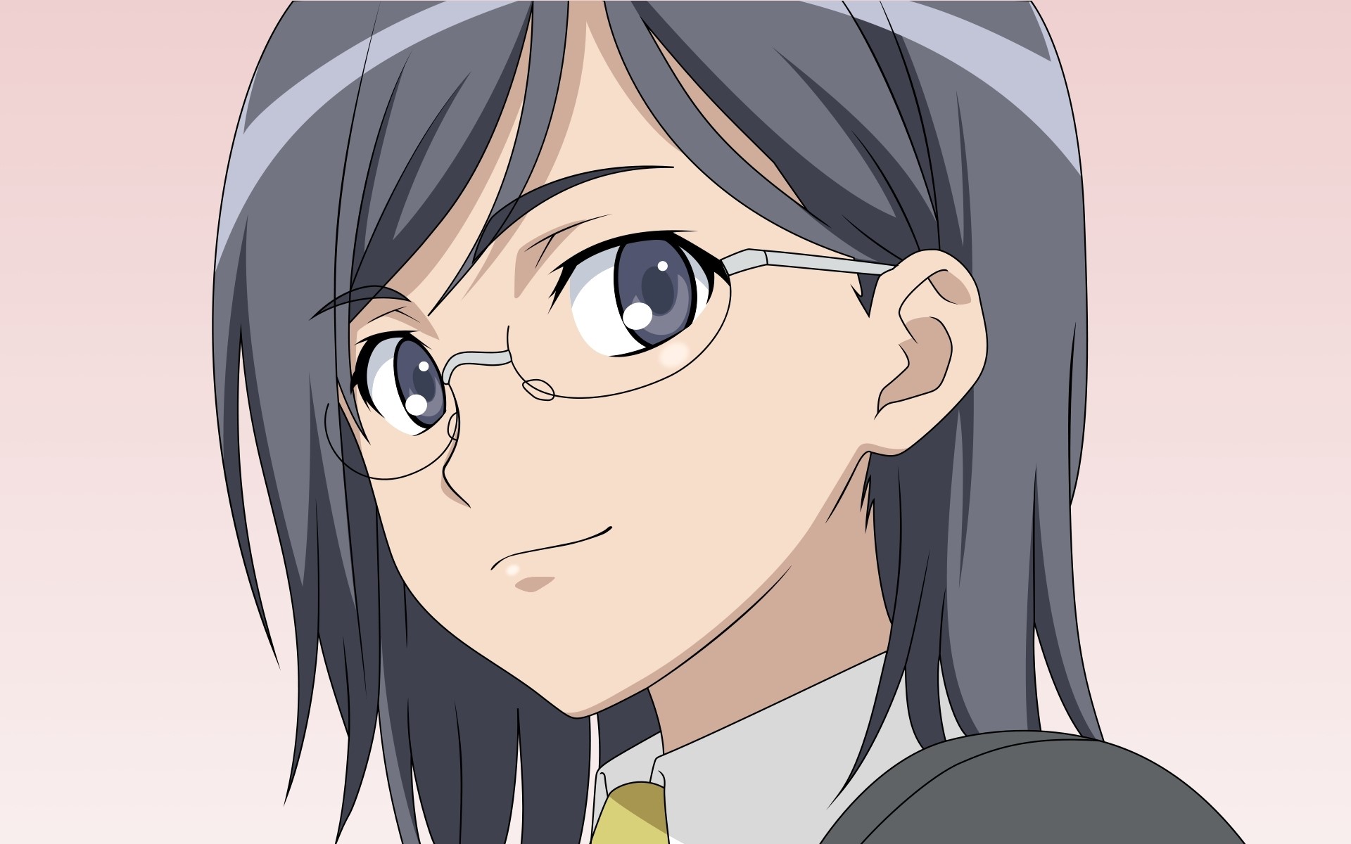 Anime girl with glasses smiling HD Wallpaper