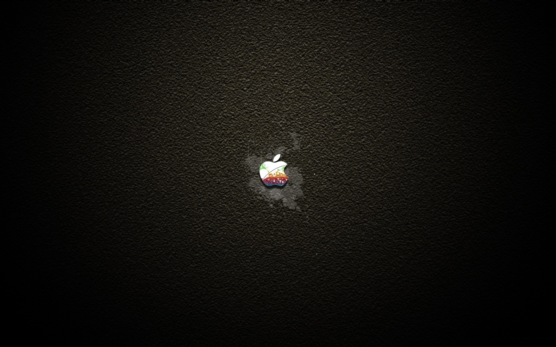Colorful Apple Logo on Dark Textured Surface HD Wallpaper